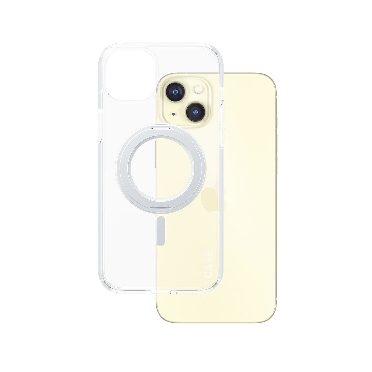 CARE™ by PanzerGlass® Case Transparent m. Silber Kickstand & MagSafe iPhone 15 Plus