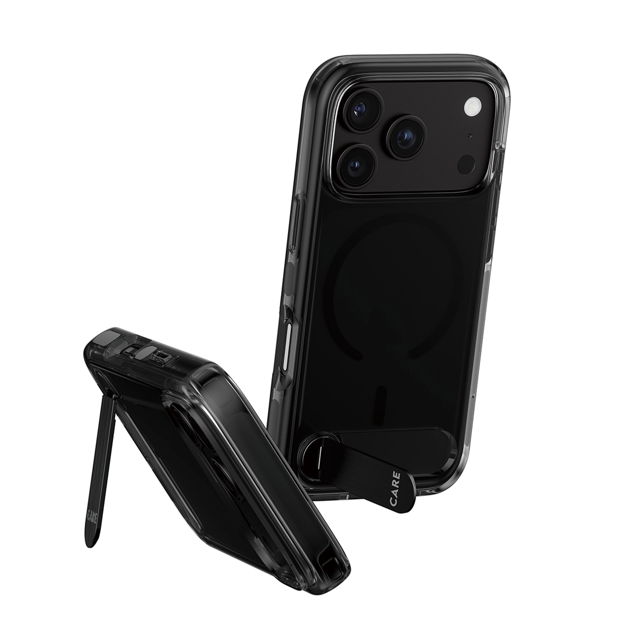 CARE™ by PanzerGlass® Kickstand Case Smokey m. Schwarz MagSafe iPhone 18 Pro | 17 Pro