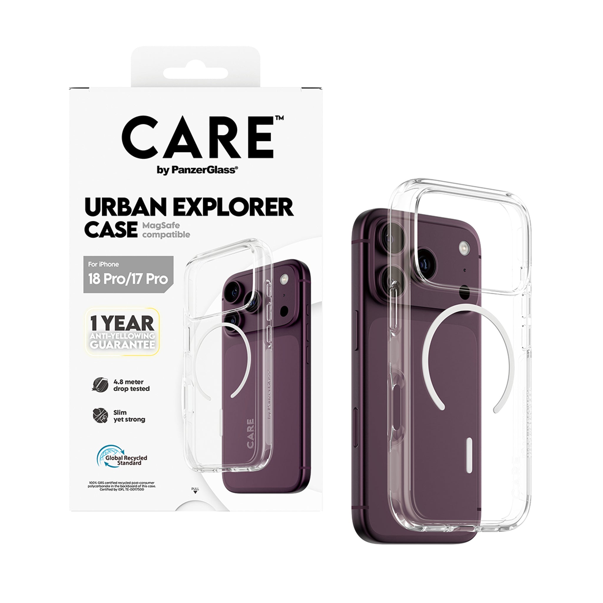CARE™ by PanzerGlass® Urban Explorer Case Transparent m. Weiss Magsafe iPhone 18 Pro | 17 Pro