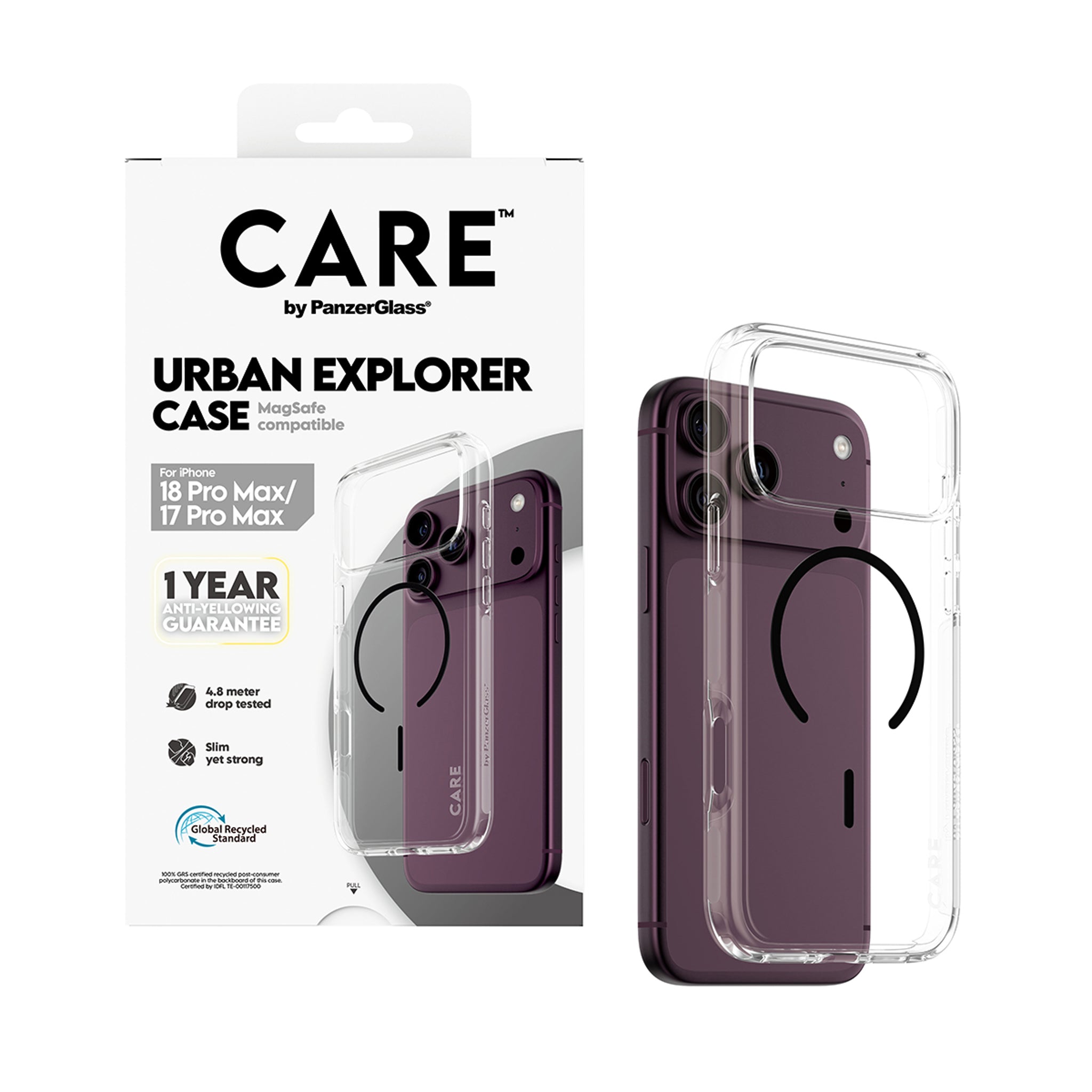 CARE™ by PanzerGlass® Urban Explorer Case Transparent m. Schwarz MagSafe iPhone 18 Pro Max | 17 Pro Max