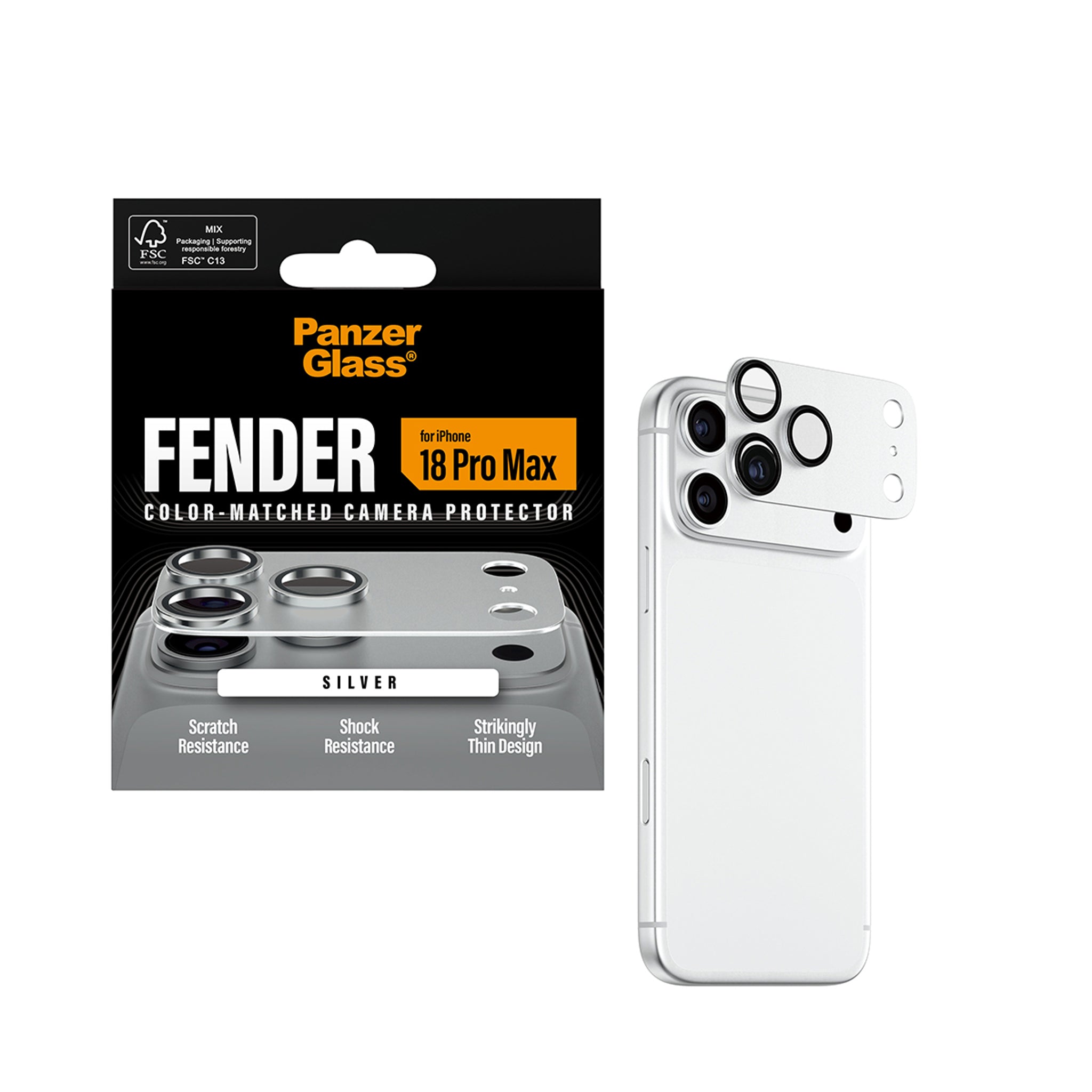 PanzerGlass® Fender Kameraschutz Silber iPhone 18 Pro Max