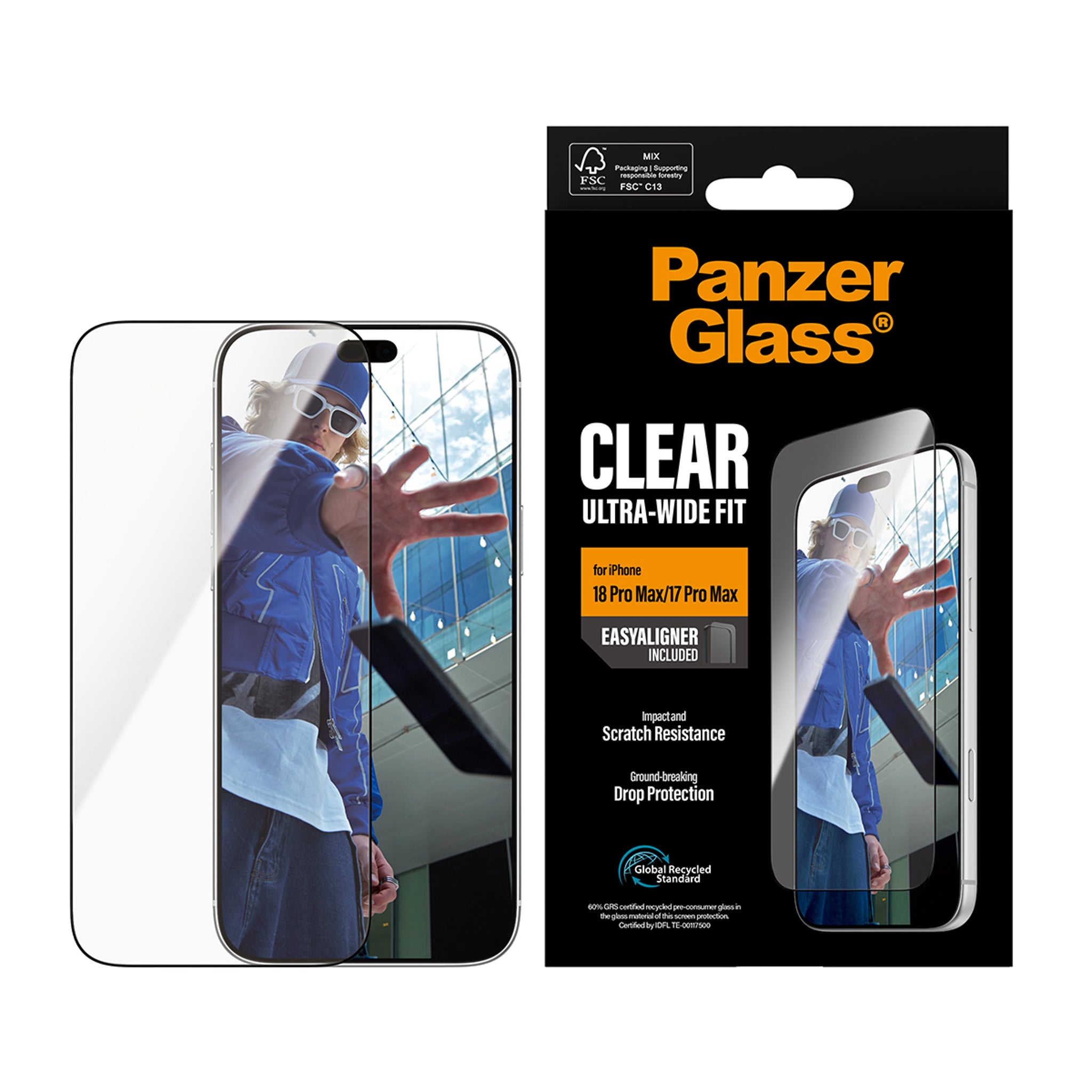 PanzerGlass® Displayschutz iPhone 18 Pro Max | 17 Pro Max | Ultra-Wide Fit m. EasyAligner