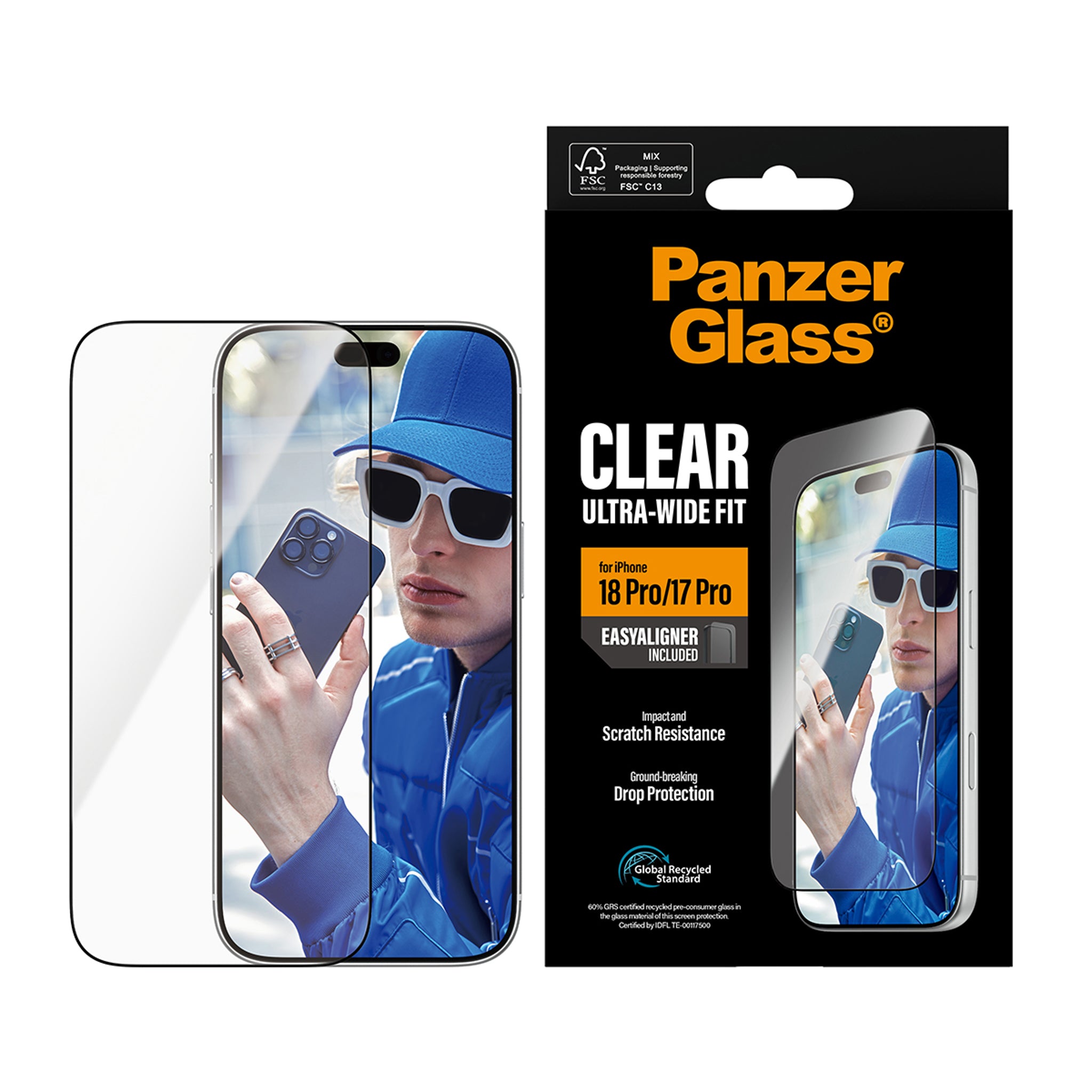 PanzerGlass® Displayschutz iPhone 18 Pro | 17 Pro | Ultra-Wide Fit m. EasyAligner