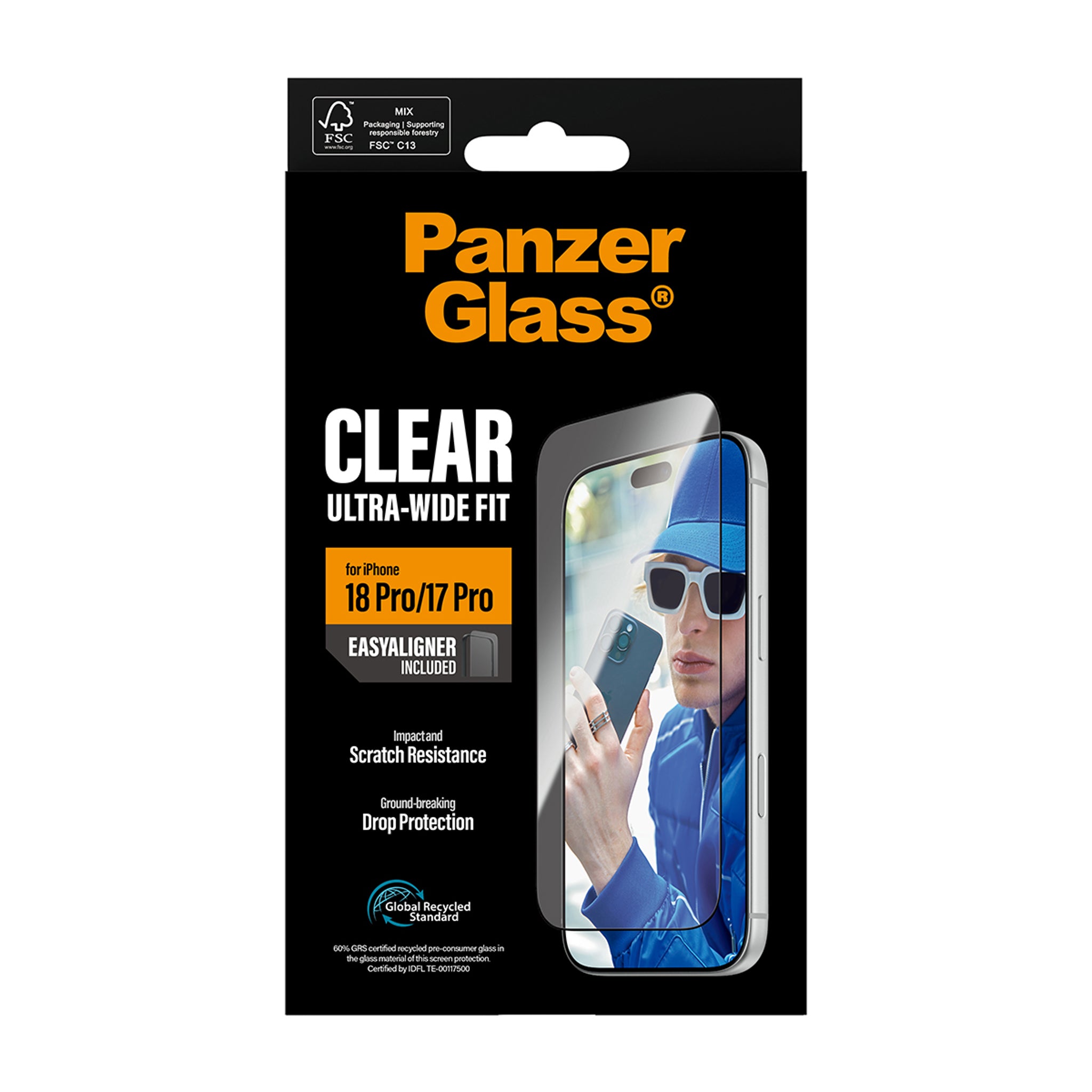 PanzerGlass® Displayschutz iPhone 18 Pro | 17 Pro | Ultra-Wide Fit m. EasyAligner