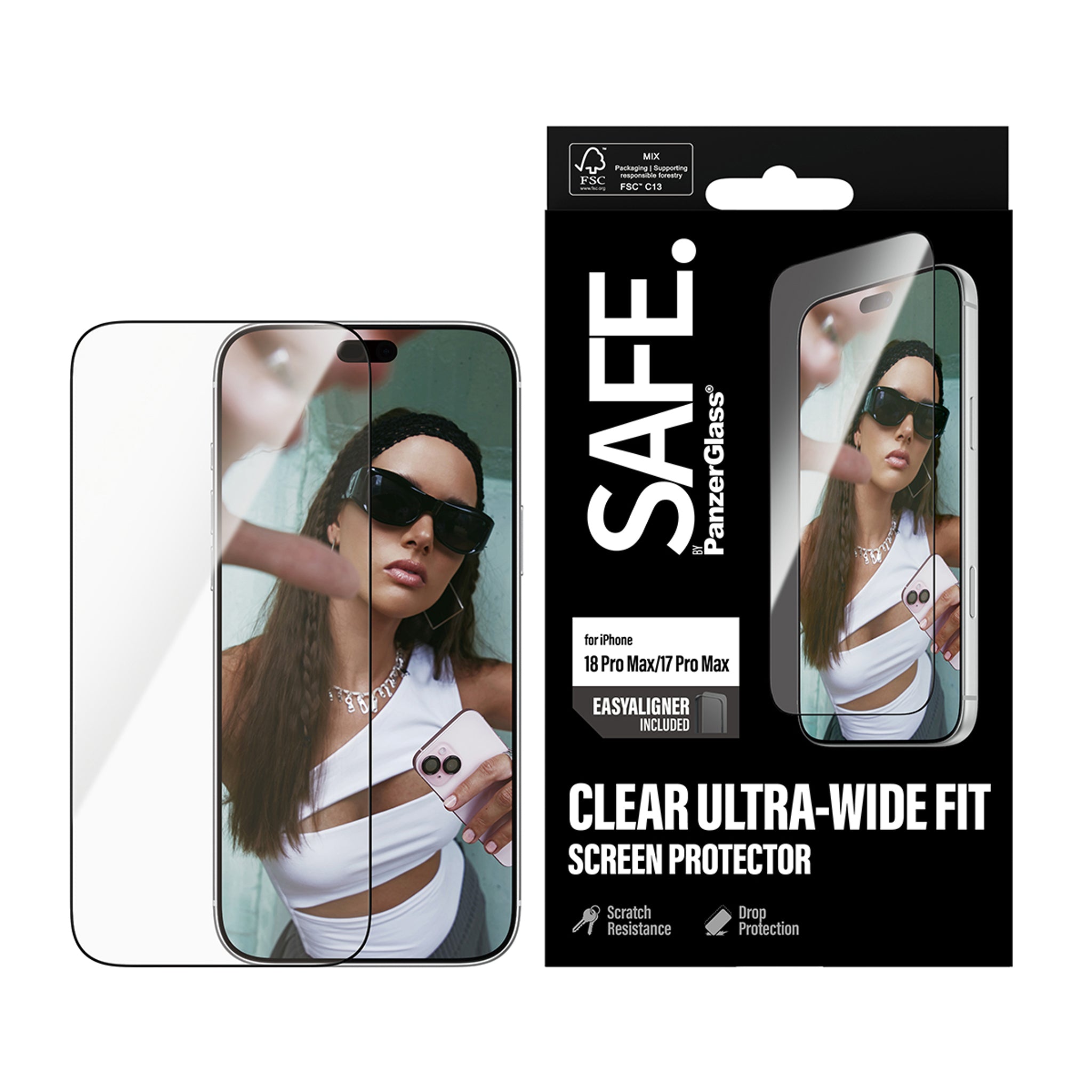 SAFE. by PanzerGlass® Displayschutz iPhone 18 Pro Max | 17 Pro Max | Ultra-Wide Fit m. EasyAligner