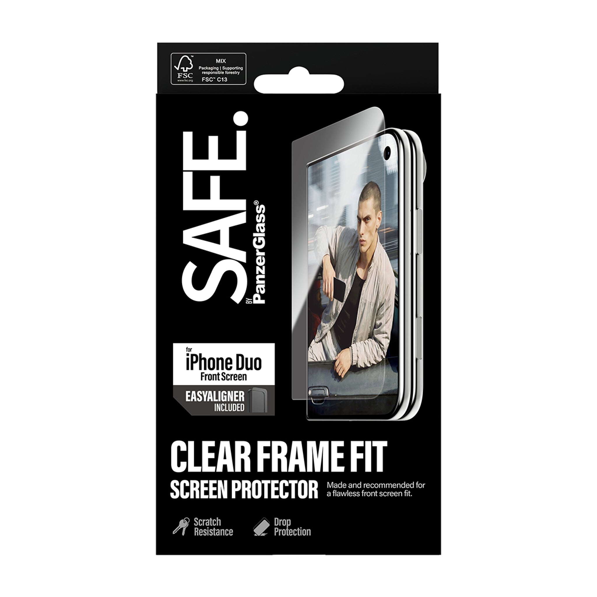 SAFE. by PanzerGlass® Außendisplay Displayschutz iPhone Duo | FRAME FIT m. EasyAligner