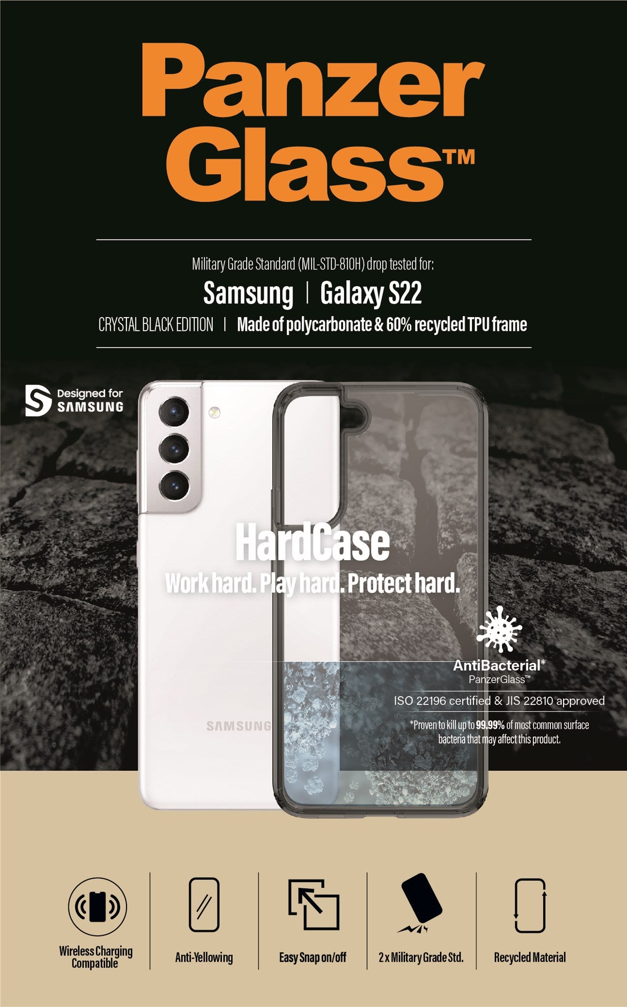PanzerGlass® HardCase Samsung Galaxy S22 5G - Smokey Schwartz