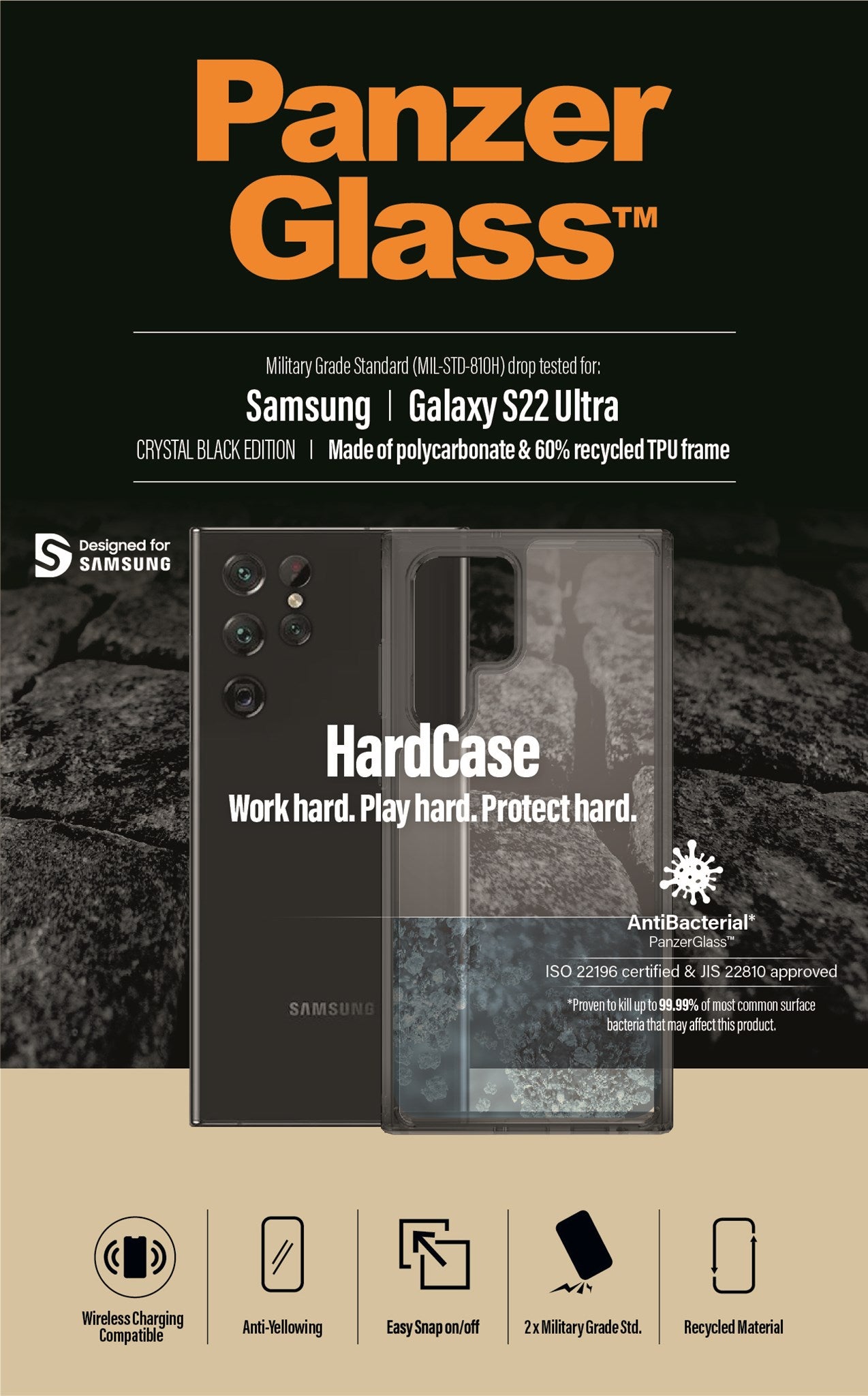 PanzerGlass® HardCase Samsung Galaxy S22 Ultra 5G - Smokey Schwartz