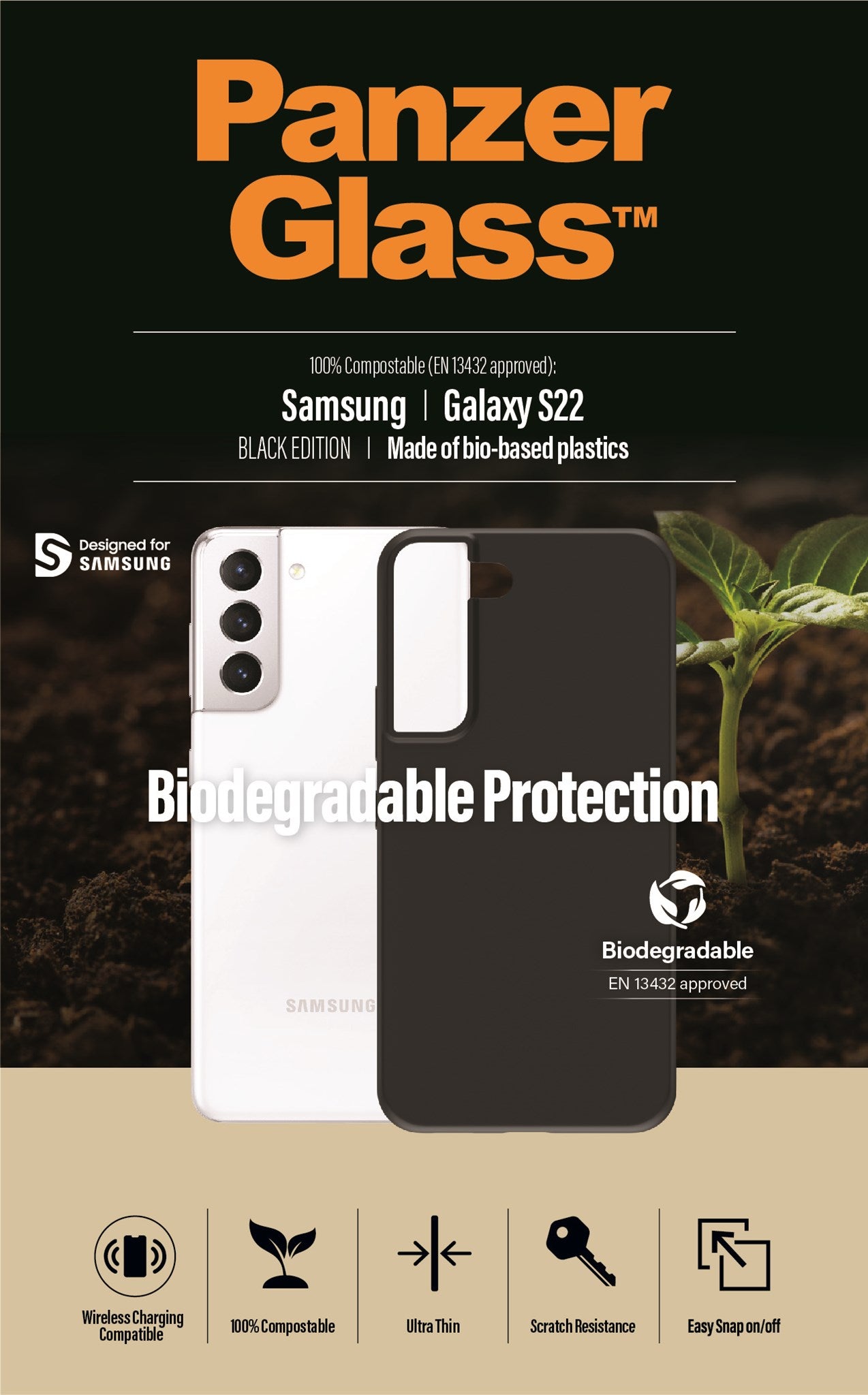 PanzerGlass® biologisch abbaubare Schutzhülle Samsung Galaxy S22