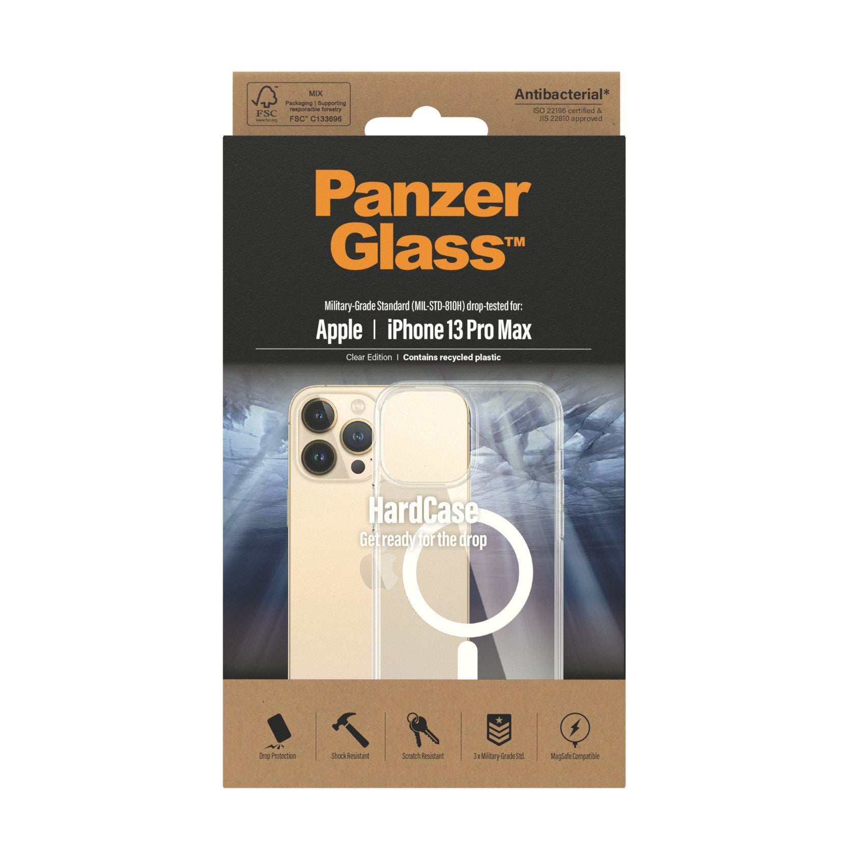 PanzerGlass® HardCase Transparent m. Weiss MagSafe iPhone 13 Pro Max