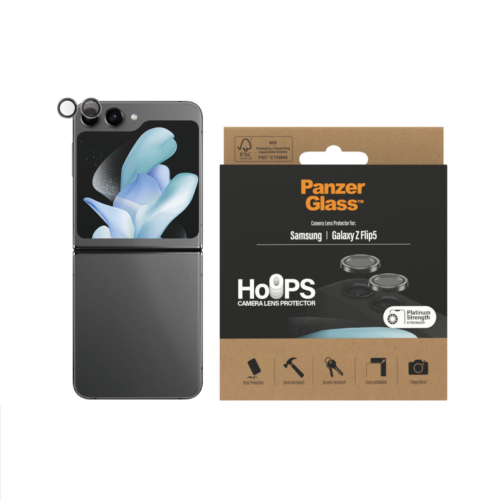 PanzerGlass® Hoops® Schwarz Kameraschutz Samsung Galaxy Z Flip5 5G