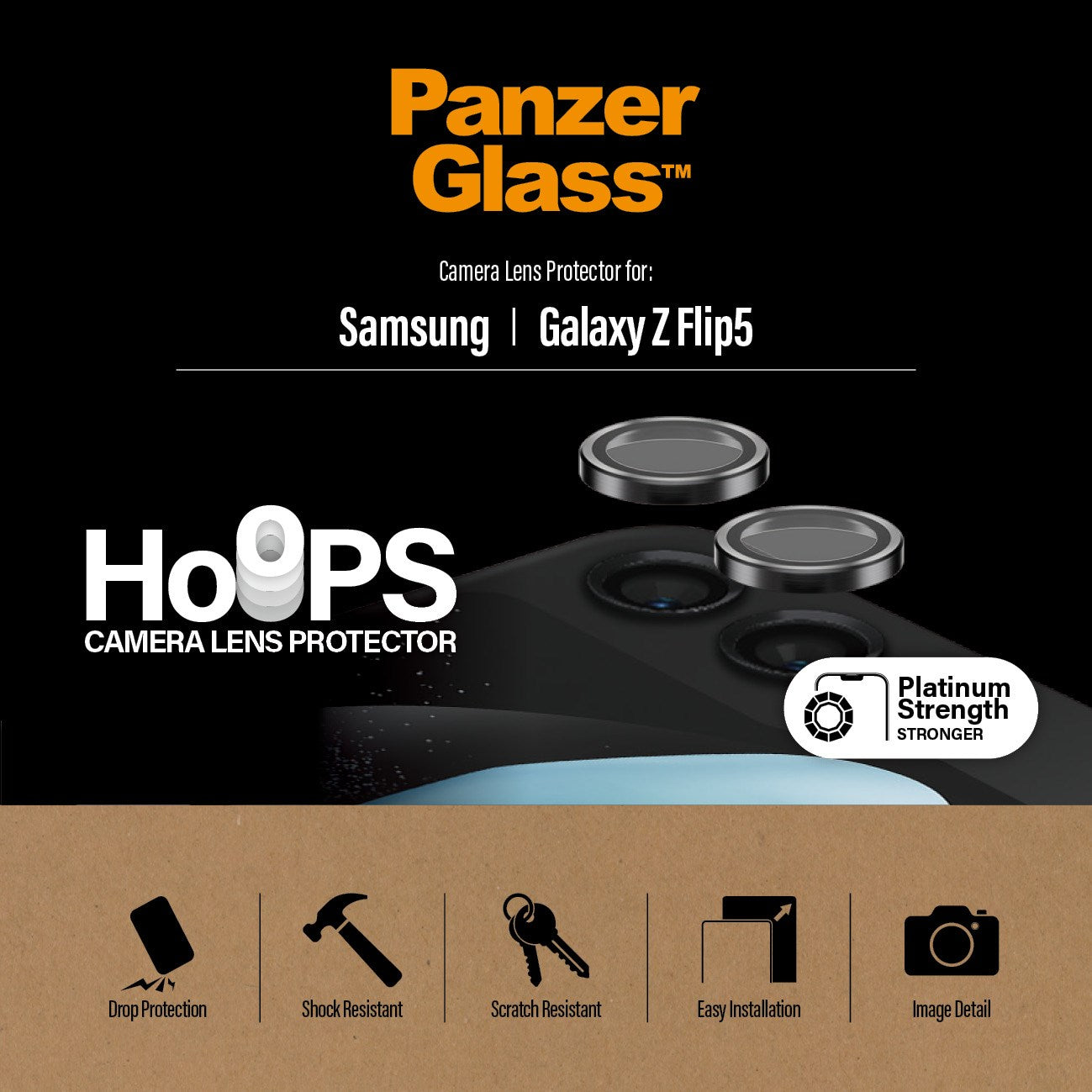PanzerGlass® Hoops® Schwarz Kameraschutz Samsung Galaxy Z Flip5 5G