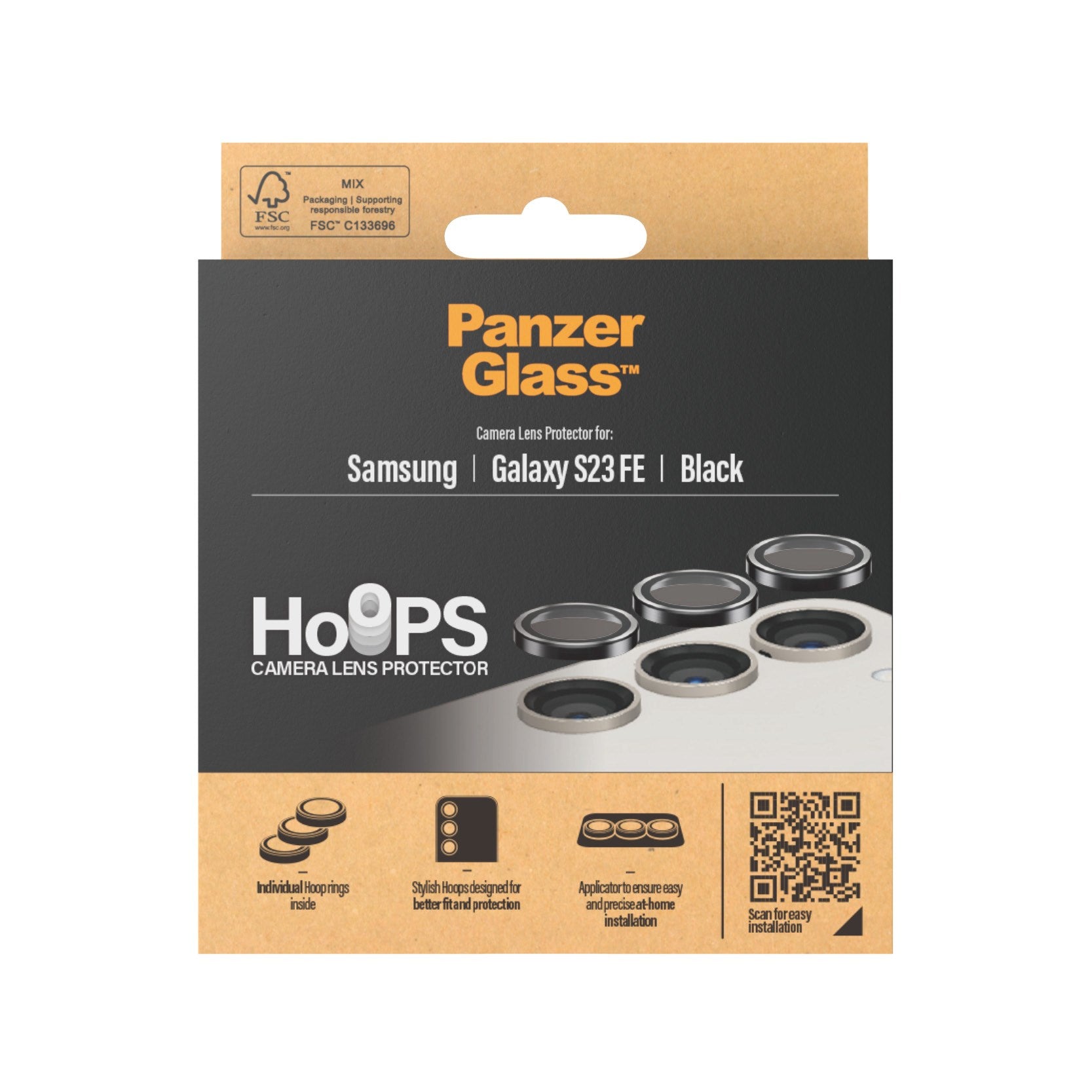 PanzerGlass® Hoops® Schwarz Kameraschutz Samsung Galaxy S23 FE