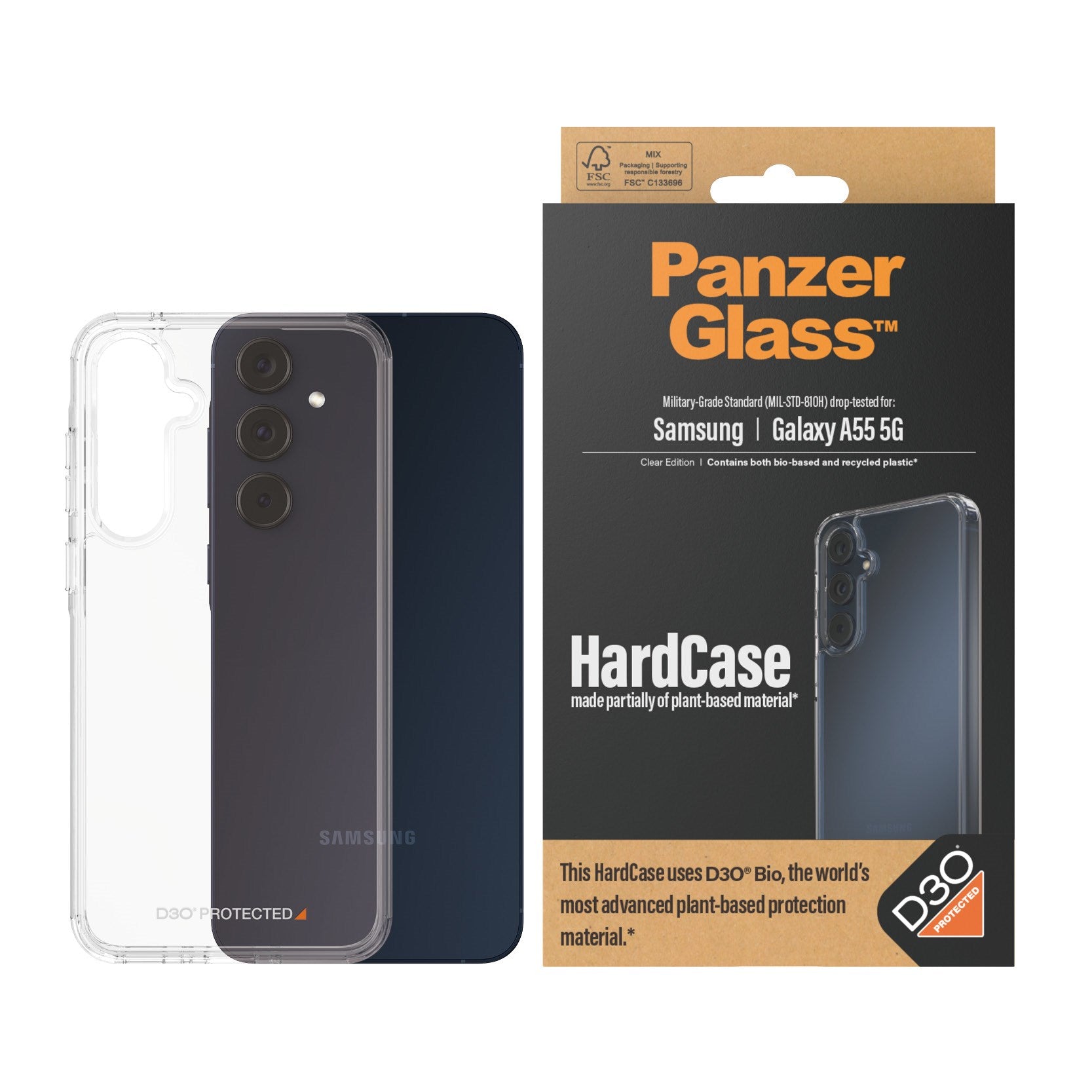 PanzerGlass® HardCase Transparent m. D3O® Samsung Galaxy A55 5G