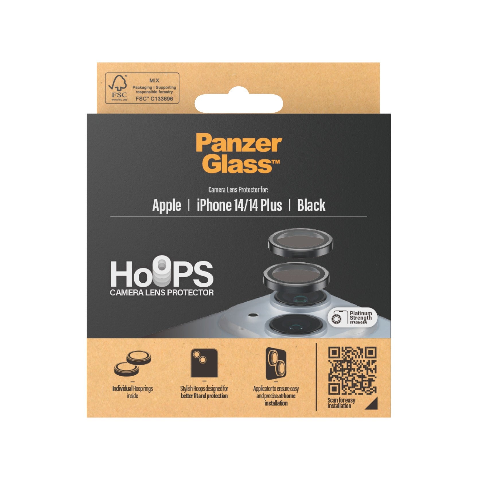 PanzerGlass® Hoops® Schwarz Kameraschutz iPhone 14 | 14 Plus