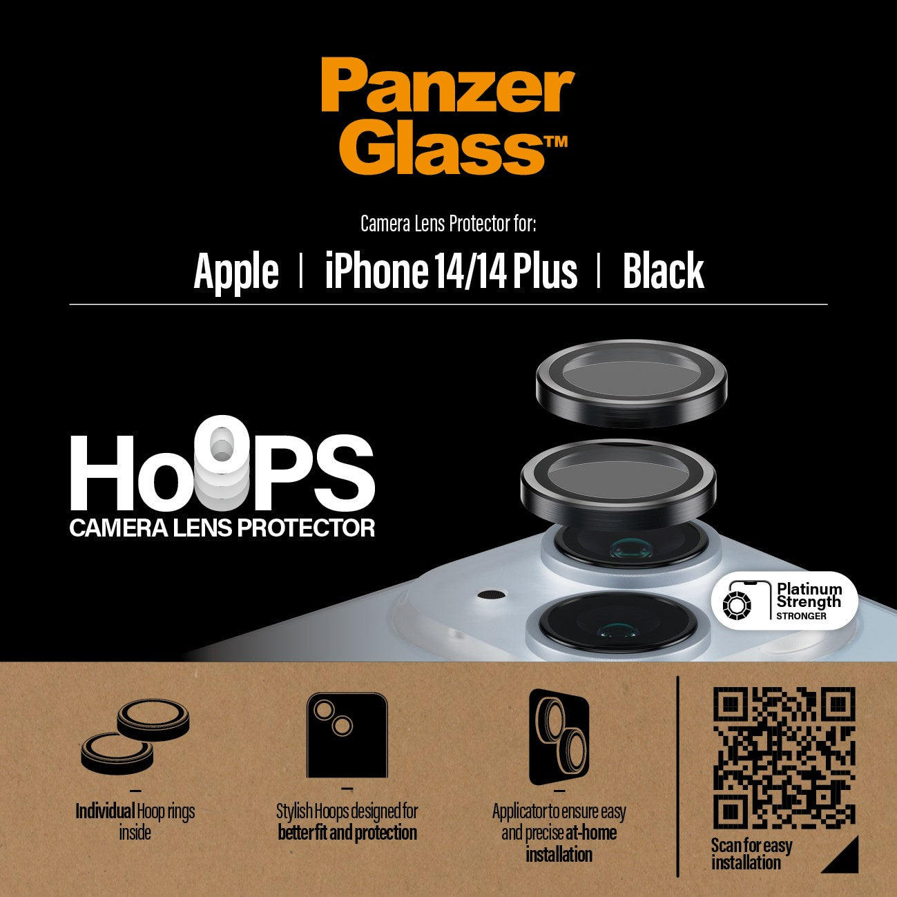 PanzerGlass® Hoops® Schwarz Kameraschutz iPhone 14 | 14 Plus