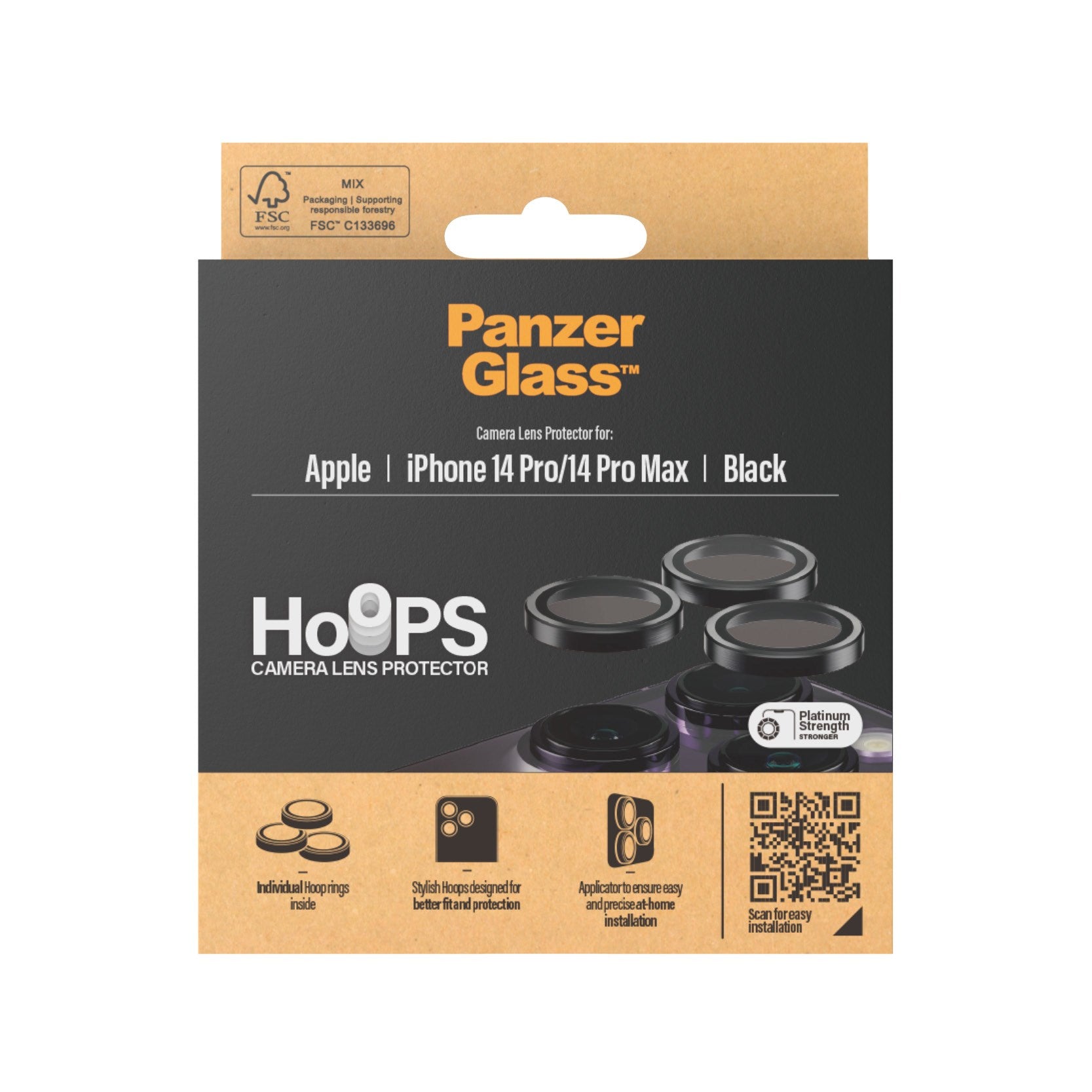PanzerGlass® Hoops® Schwarz Kameraschutz iPhone 14 Pro | 14 Pro Max