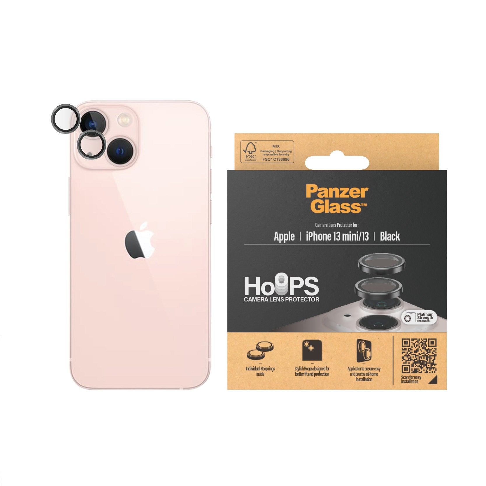 PanzerGlass® Hoops® Schwarz Kameraschutz iPhone 13 mini | 13