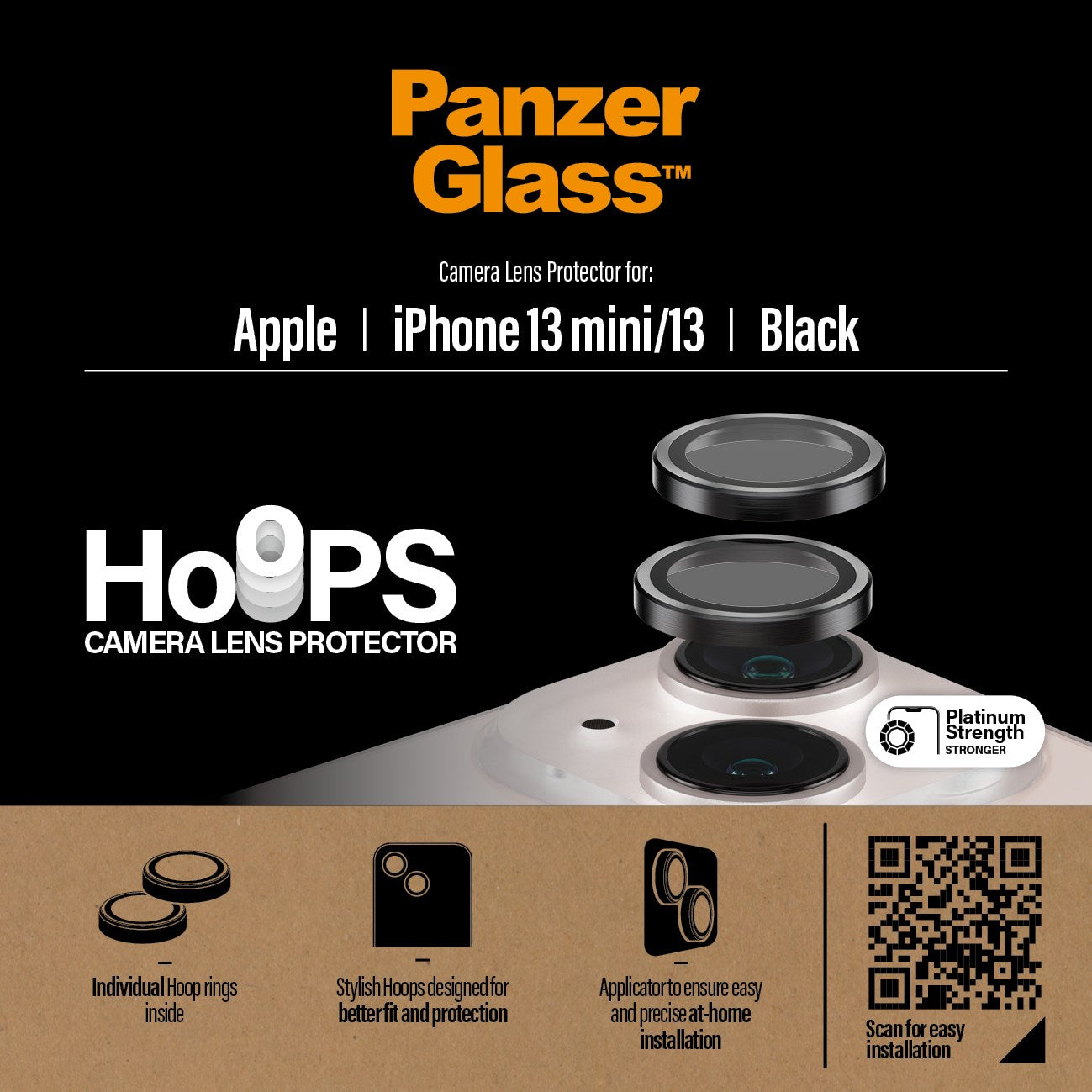 PanzerGlass® Hoops® Schwarz Kameraschutz iPhone 13 mini | 13