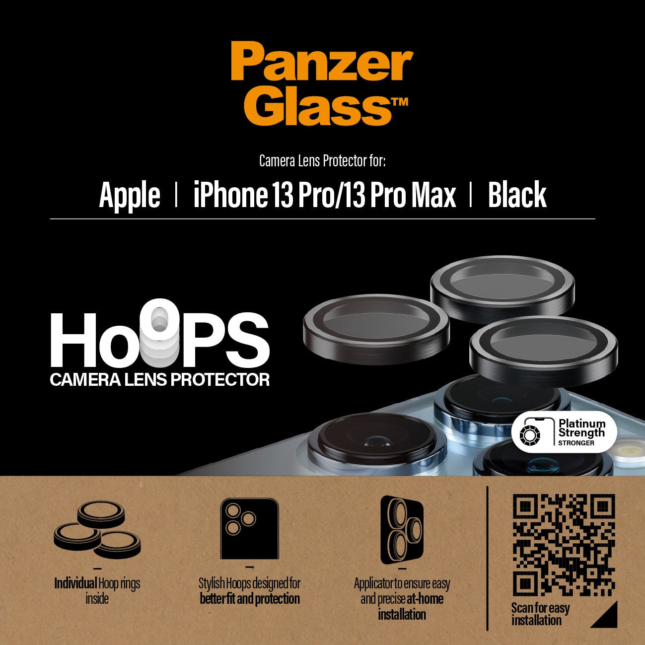 PanzerGlass® Hoops® Schwarz Kameraschutz for iPhone 13 Pro | 13 Pro Max
