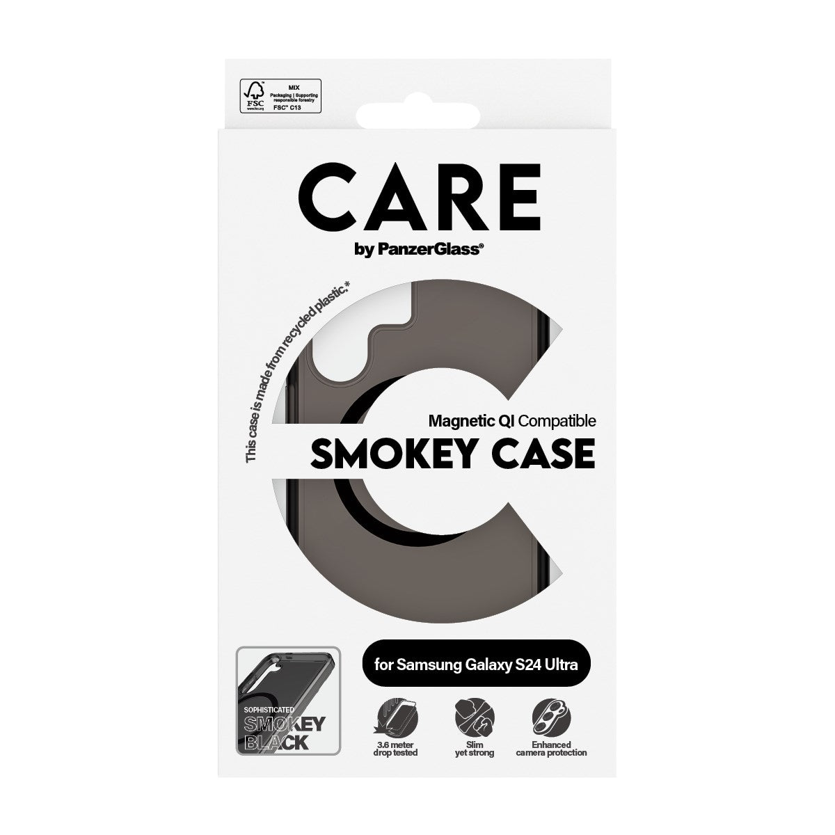 CARE™ by PanzerGlass® Smokey Case m. Schwarz Qi Compatible Samsung Galaxy S24 Ultra