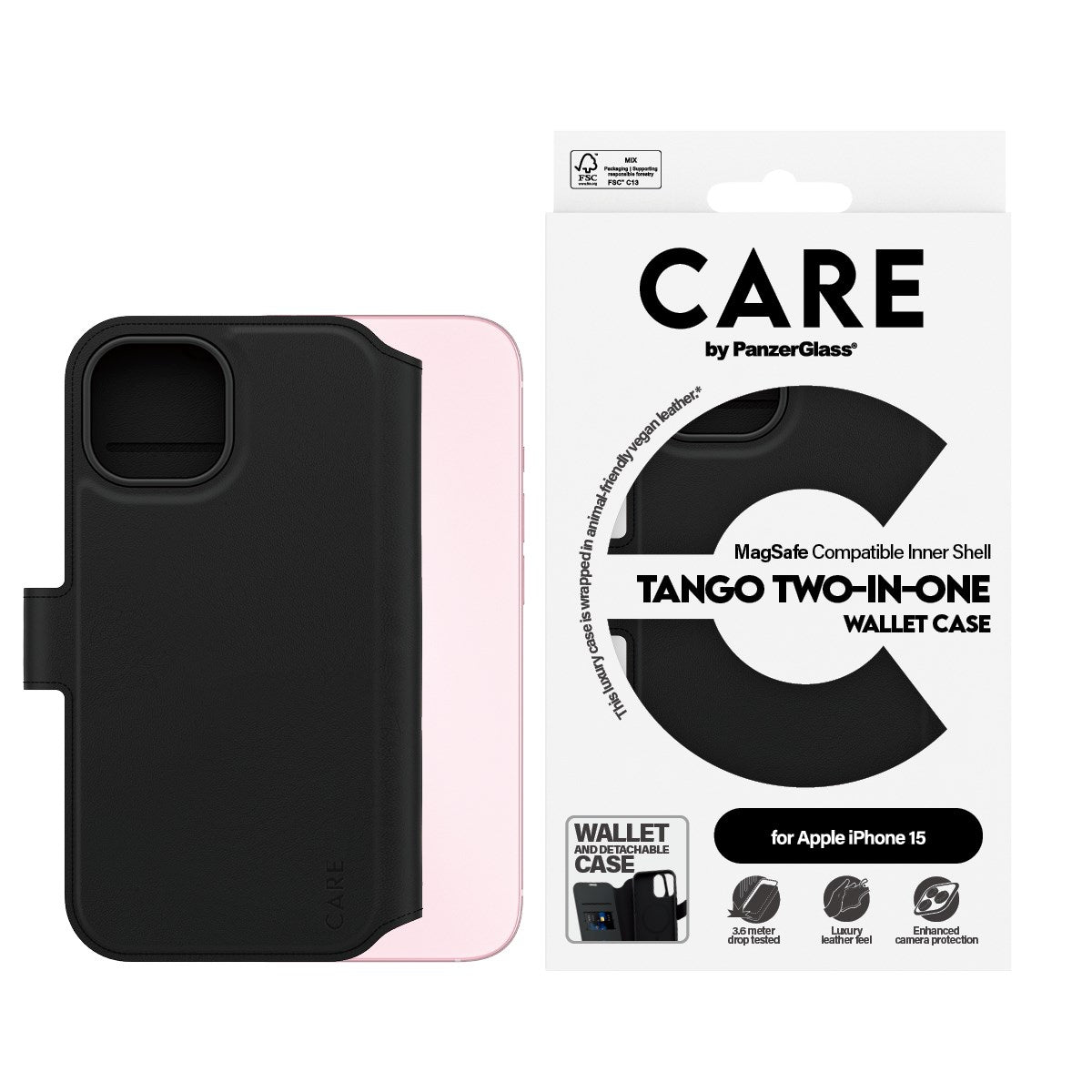 CARE by PanzerGlass® Feature Case Tango Two-in-One Wallet m. MagSafe iPhone 15