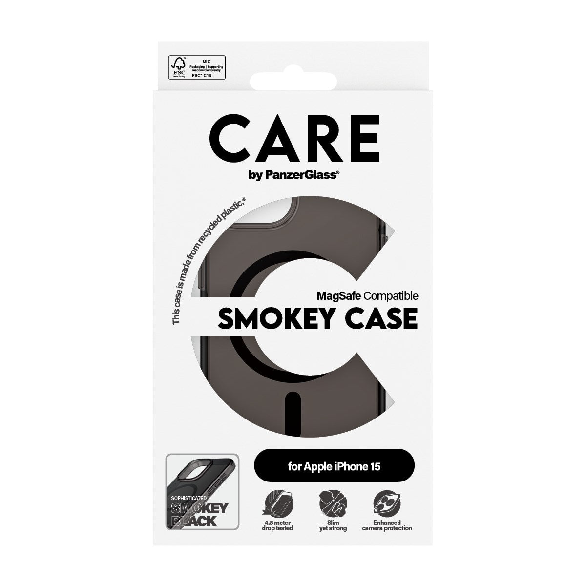 CARE by PanzerGlass® Flagship Case Urban Combat Smokey m. Schwarz MagSafe iPhone 15