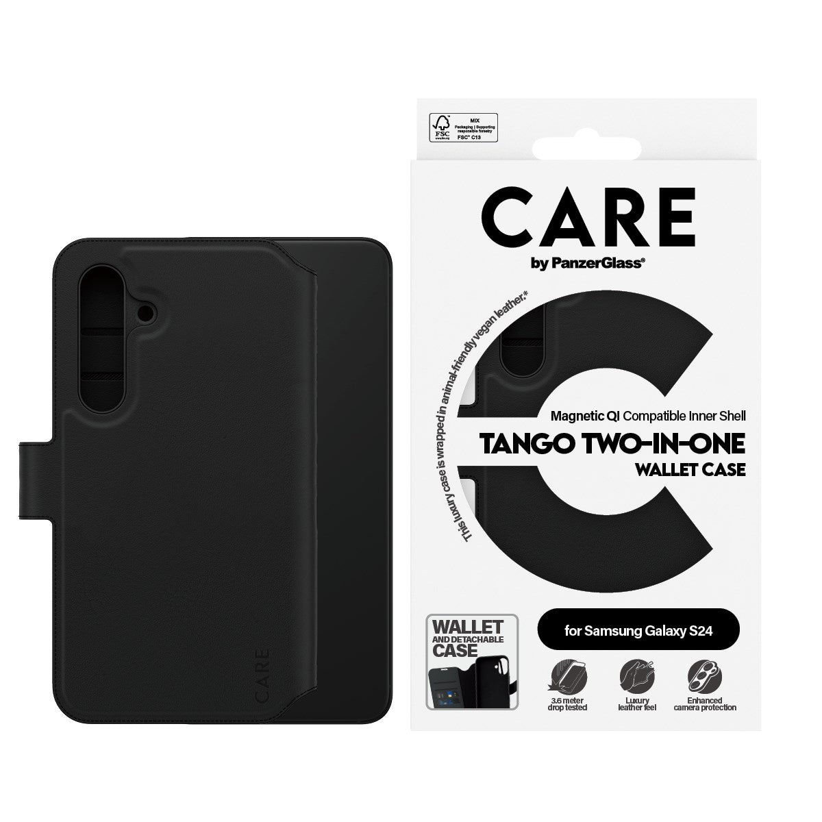 CARE by PanzerGlass® Feature Case Tango Two-in-One Wallet m. Qi Compatible Samsung Galaxy S24