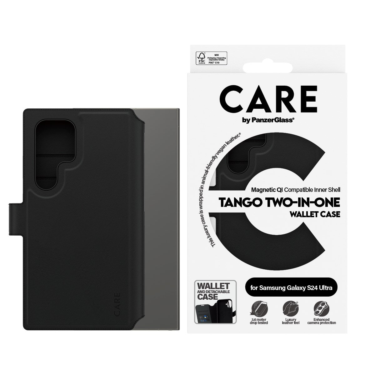 CARE by PanzerGlass® Feature Case Tango Two-in-One Wallet m. Qi Compatible Samsung Galaxy S24 Ultra