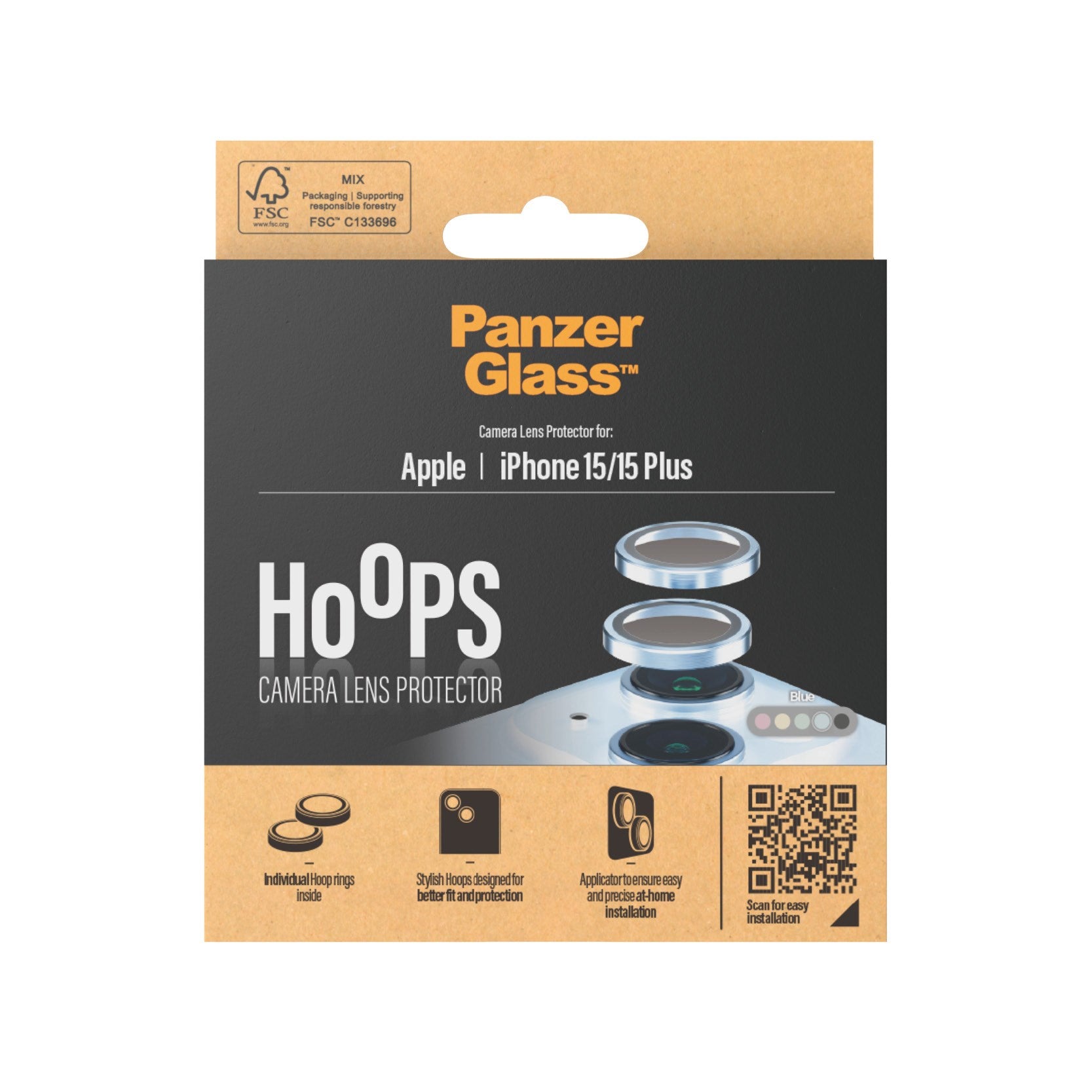 PanzerGlass® Hoops® Blau Kameraschutz iPhone 15 | 15 Plus