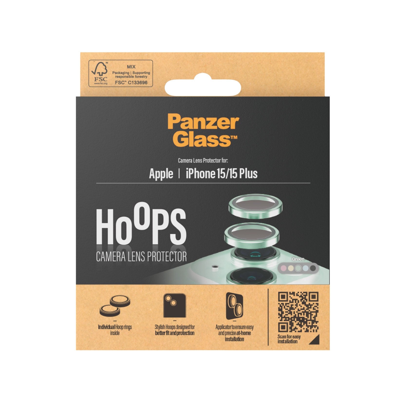 PanzerGlass® Hoops® Grün Kameraschutz iPhone 15 | 15 Plus