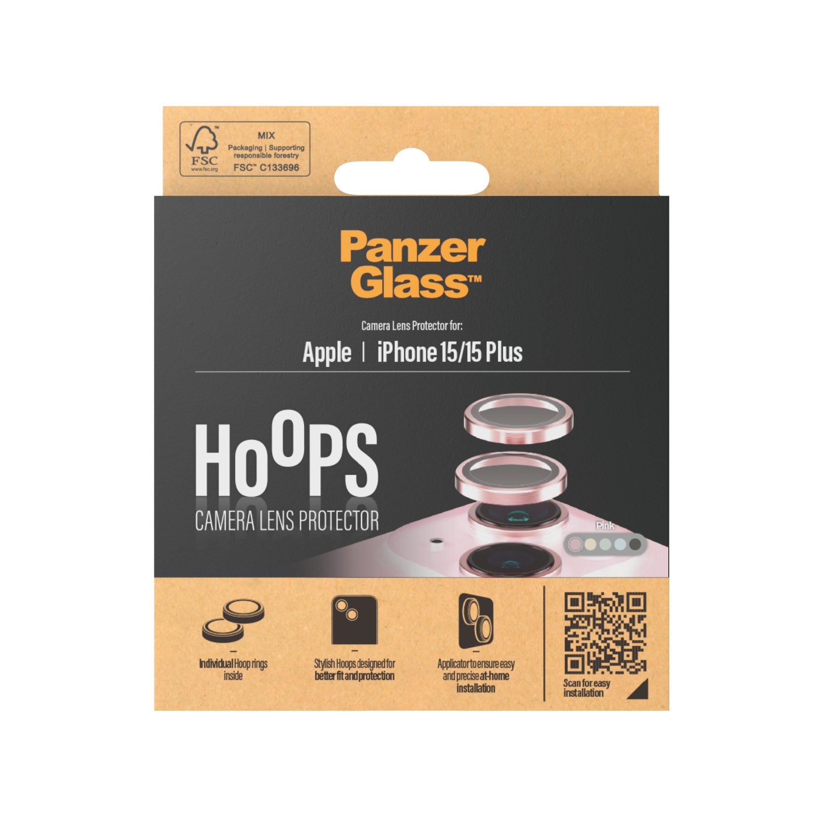 PanzerGlass® Hoops® Rosa Kameraschutz iPhone 15 | 15 Plus