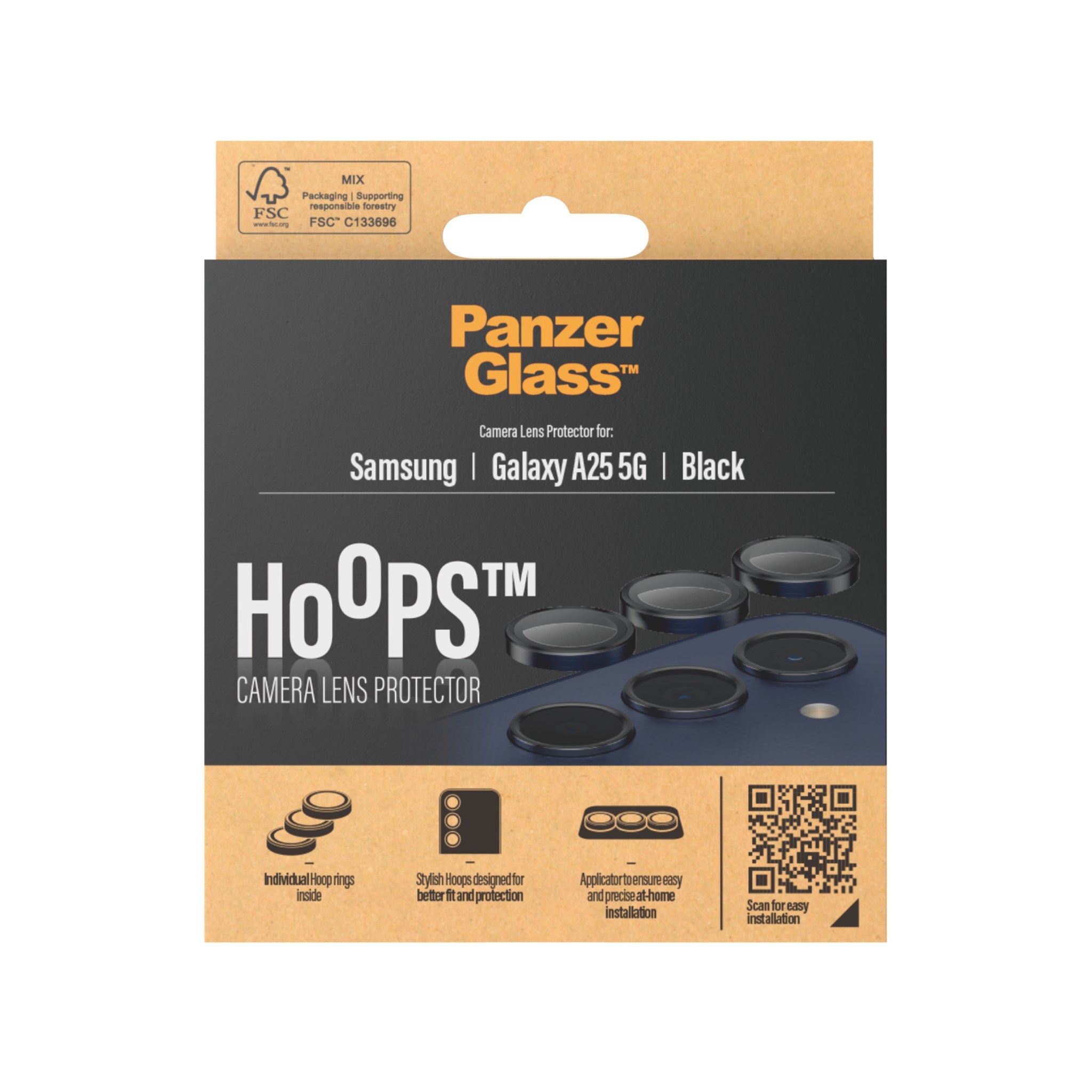 PanzerGlass® Hoops® Schwarz Kameraschutz Samsung Galaxy A25 5G