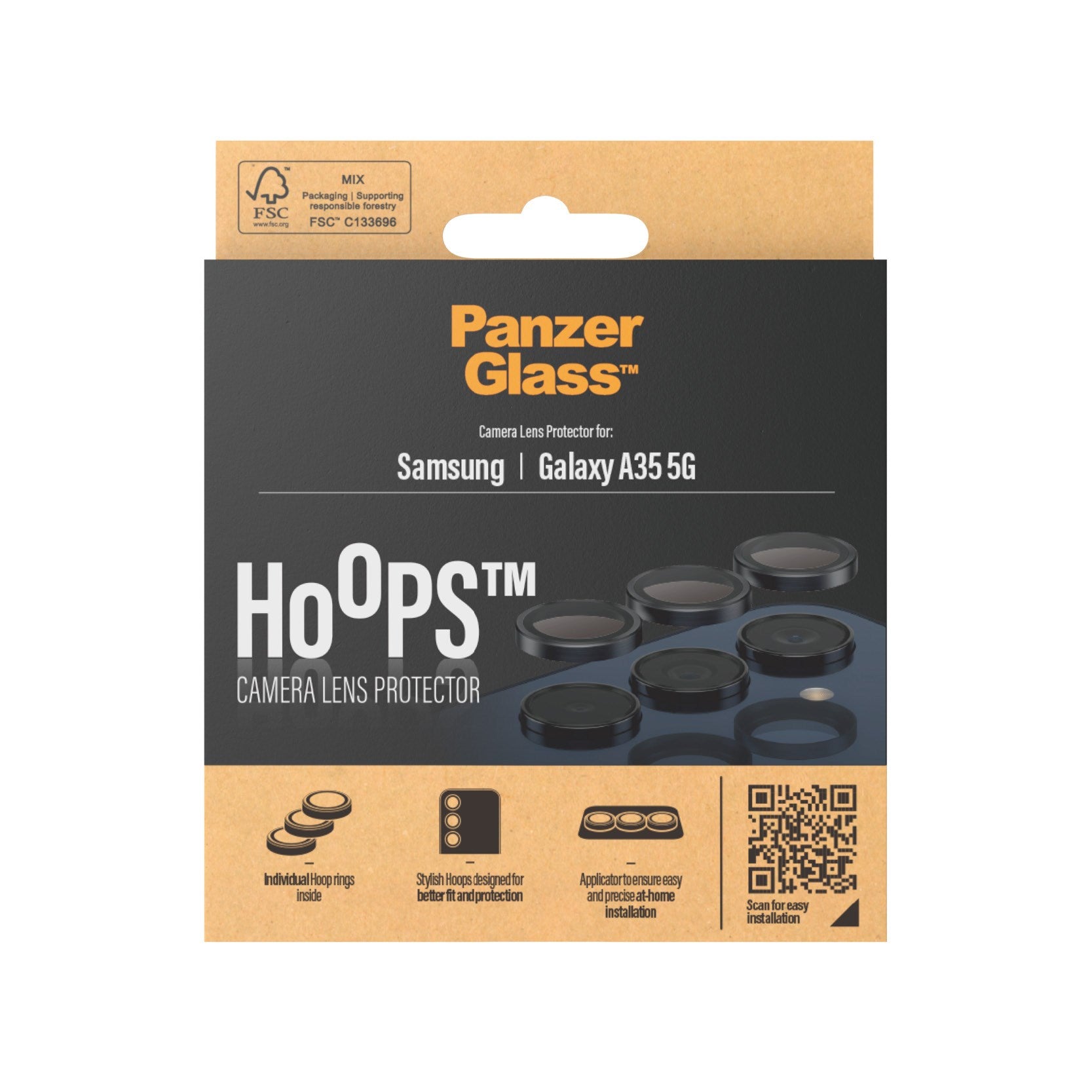 PanzerGlass® Hoops® Schwarz Kameraschutz Samsung Galaxy A35 5G