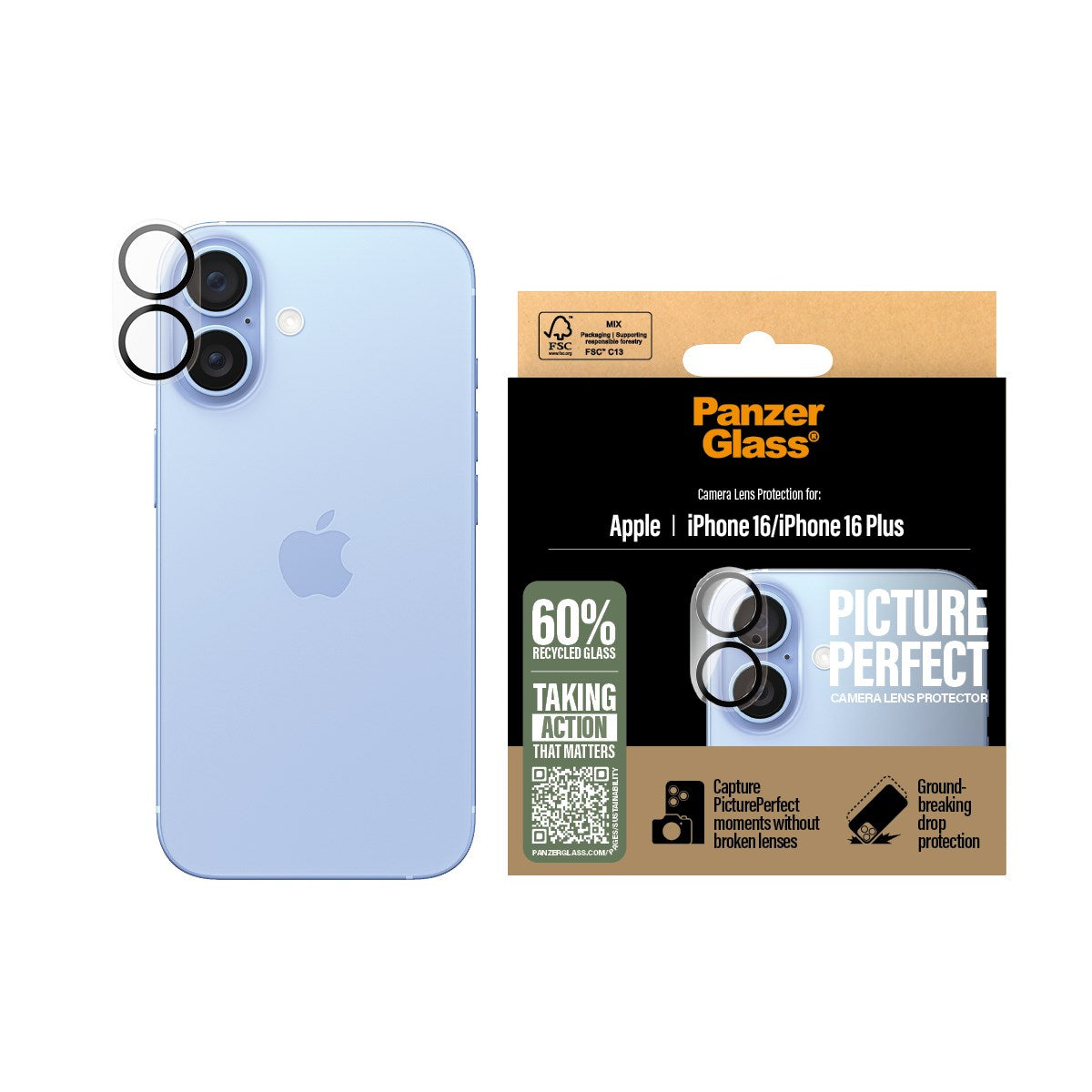 PanzerGlass® PicturePerfect Kameraschutz iPhone 16 | 16 Plus