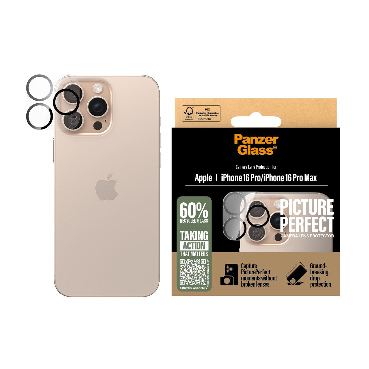 PanzerGlass® PicturePerfect Kameraschutz iPhone 16 Pro | 16 Pro Max