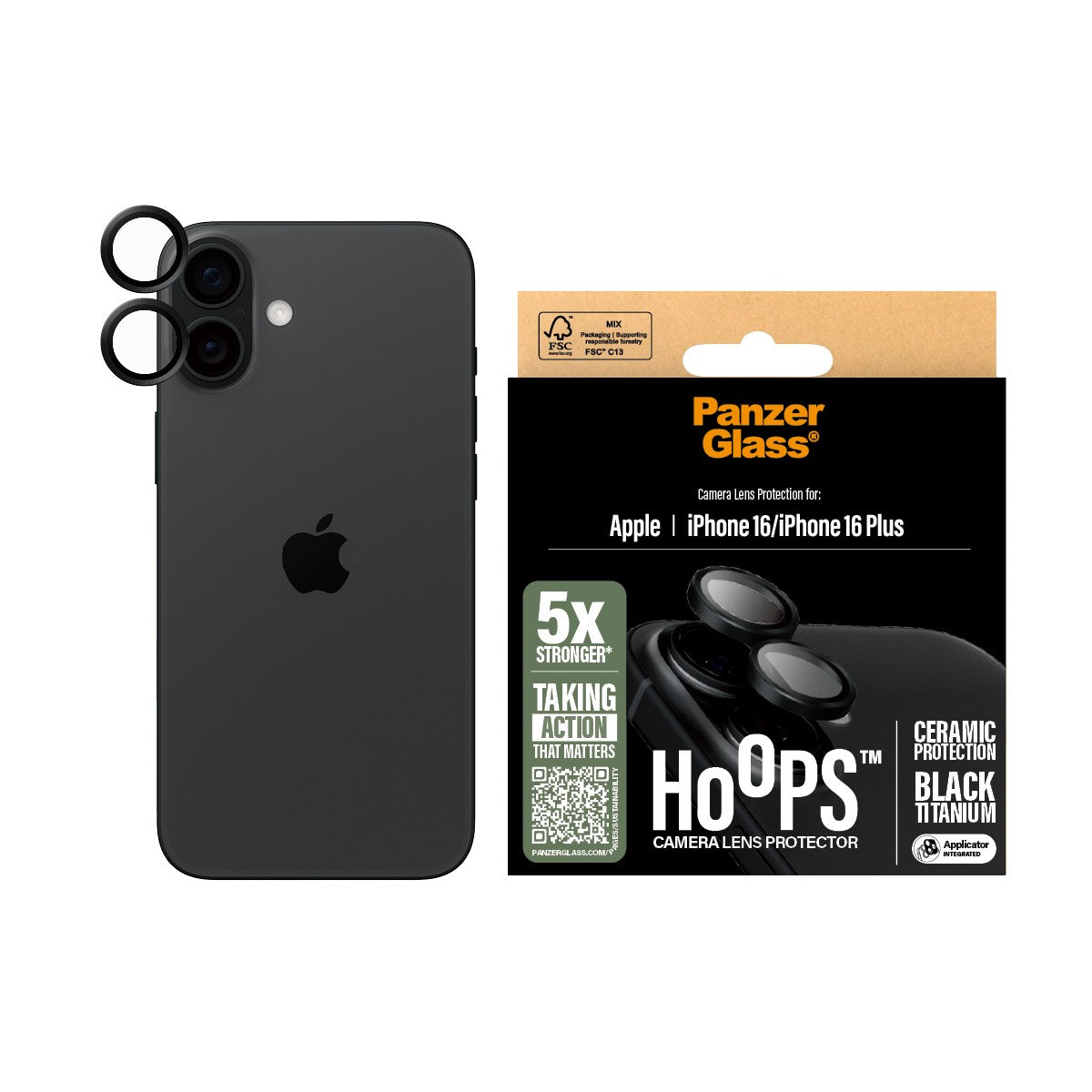 PanzerGlass® Hoops® Ceramic Kameraschutz iPhone 16 | 16 Plus