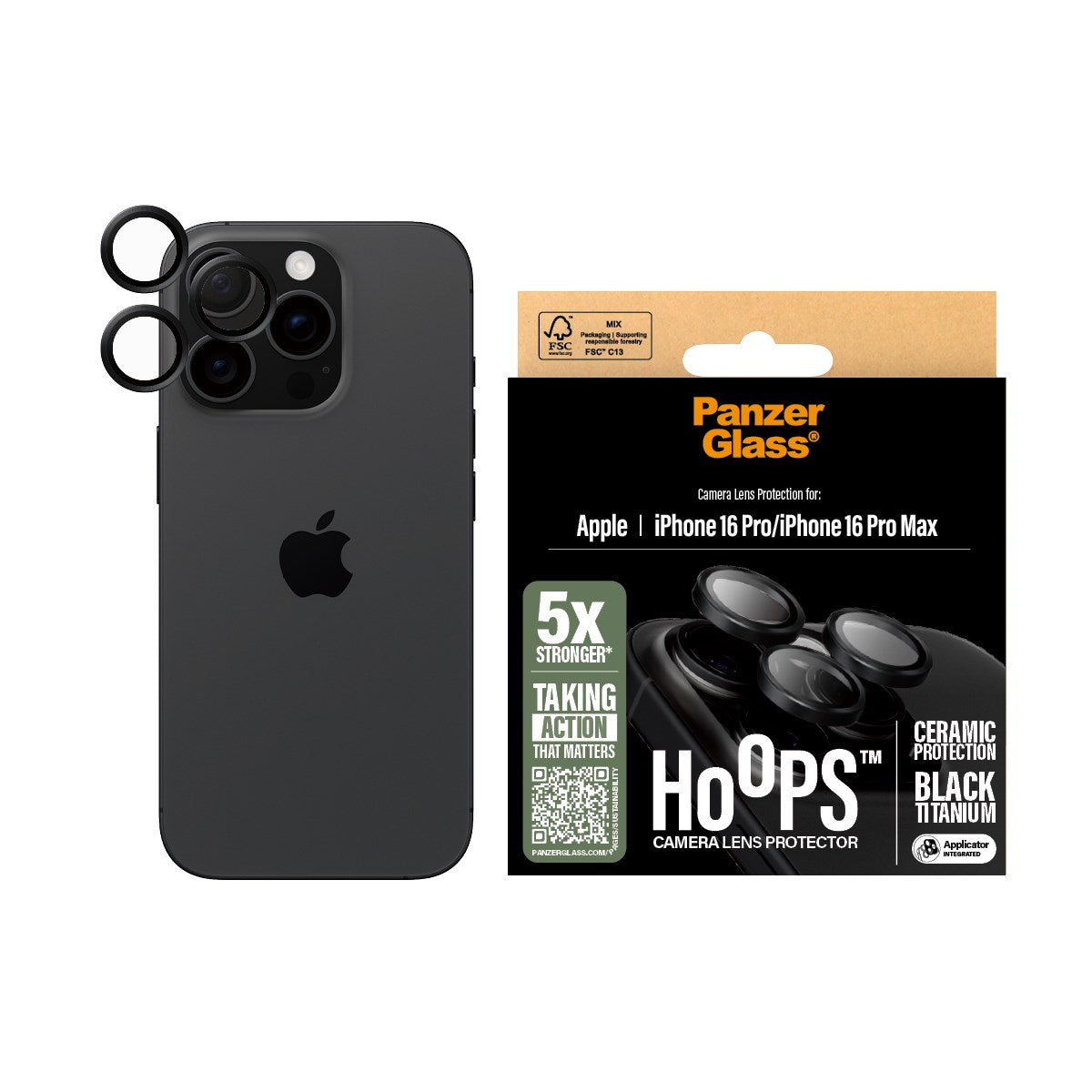 PanzerGlass® Hoops® Ceramic Kameraschutz iPhone 16 Pro | 16 Pro Max