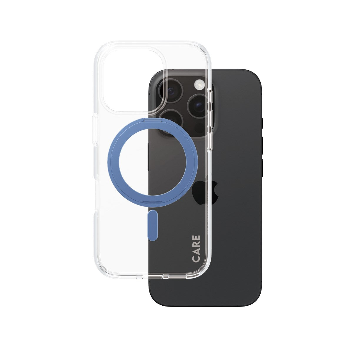CARE by PanzerGlass® Feature Case Transparent m. Blau Kickstand & MagSafe iPhone 16 Pro