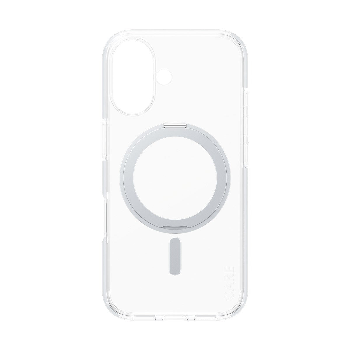 CARE by PanzerGlass® Feature Case Transparent m. Silber Kickstand & MagSafe iPhone 16