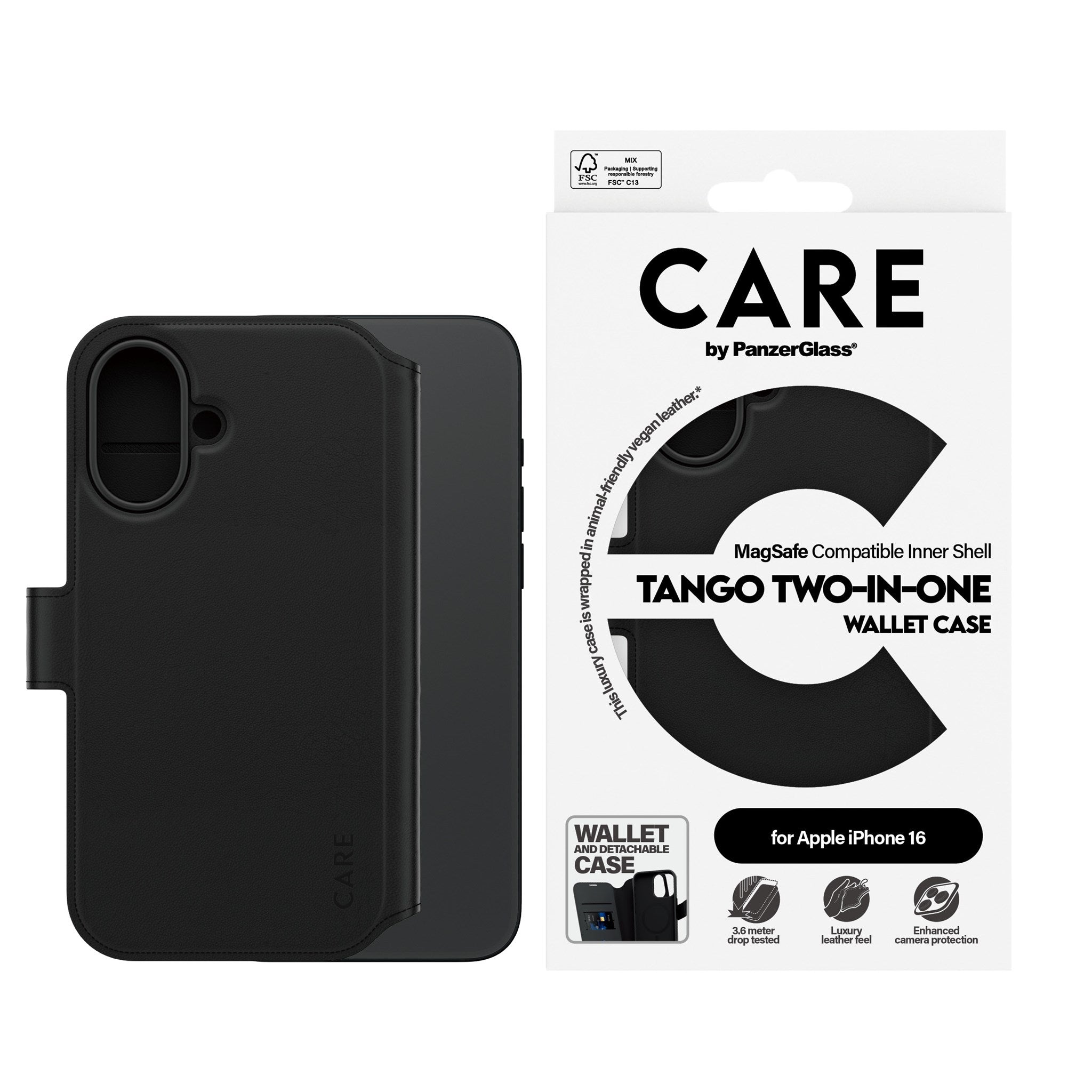 CARE by PanzerGlass® Feature Case Tango Two-in-One Wallet m. MagSafe iPhone 16