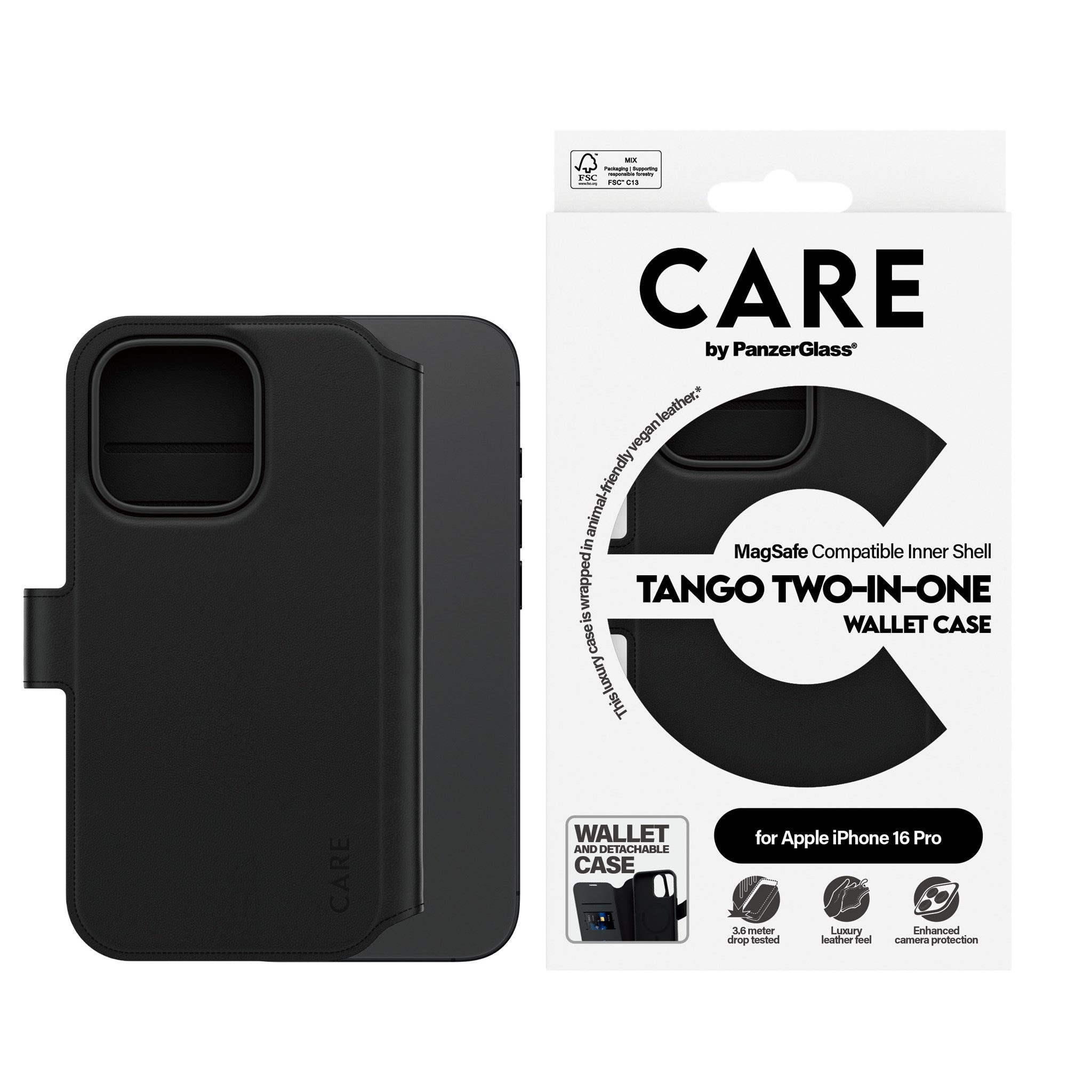 CARE by PanzerGlass® Feature Case Tango Two-in-One Wallet m. MagSafe iPhone 16 Pro