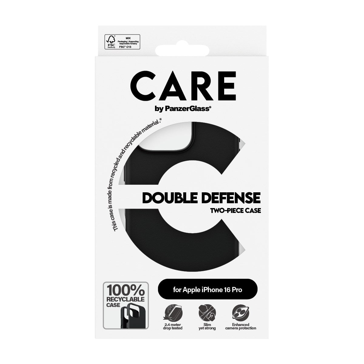 CARE by PanzerGlass® Feature Case Double Defense Schwarz iPhone 16 Pro