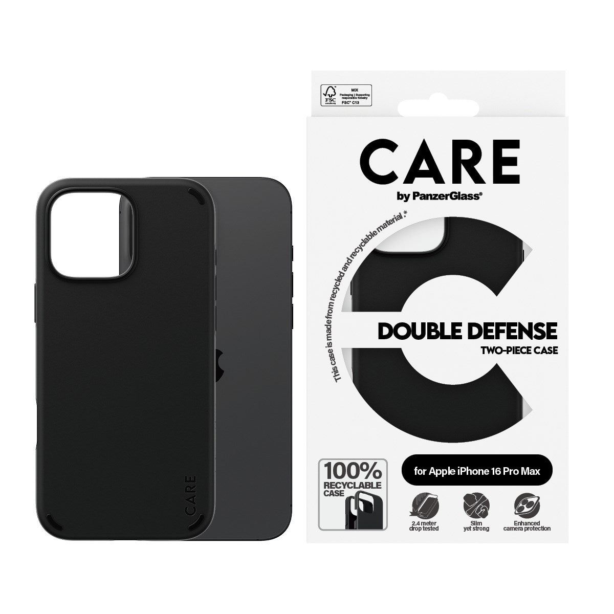 CARE by PanzerGlass® Feature Case Double Defense Schwarz iPhone 16 Pro Max