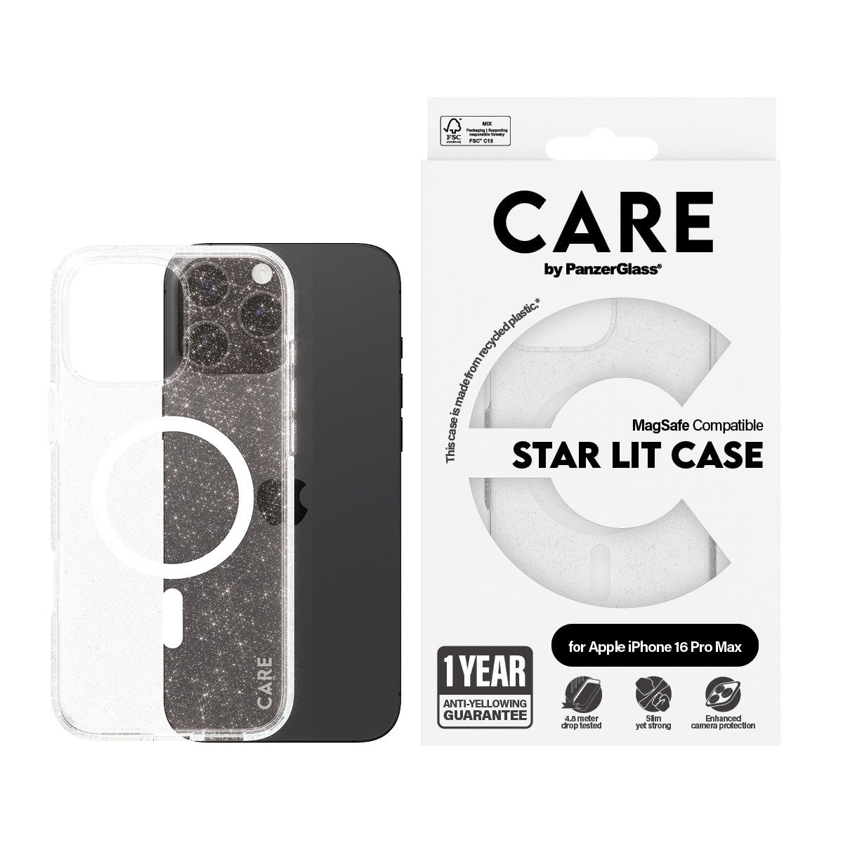 CARE by PanzerGlass® Flagship Case Urban Combat Star Lit m. Weiß MagSafe iPhone 16 Pro Max