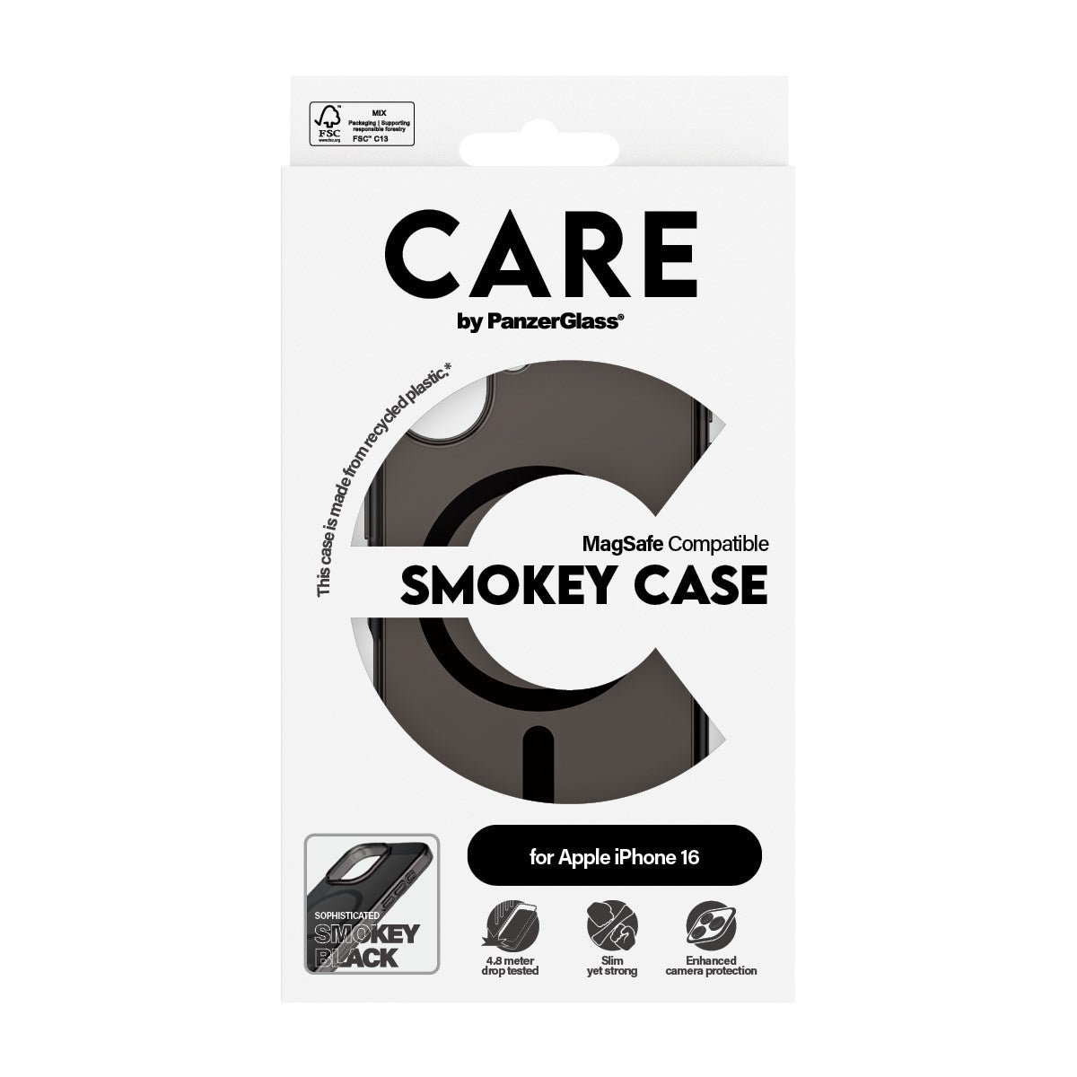CARE by PanzerGlass® Flagship Case Smokey Urban Combat m. Schwarz MagSafe iPhone 16