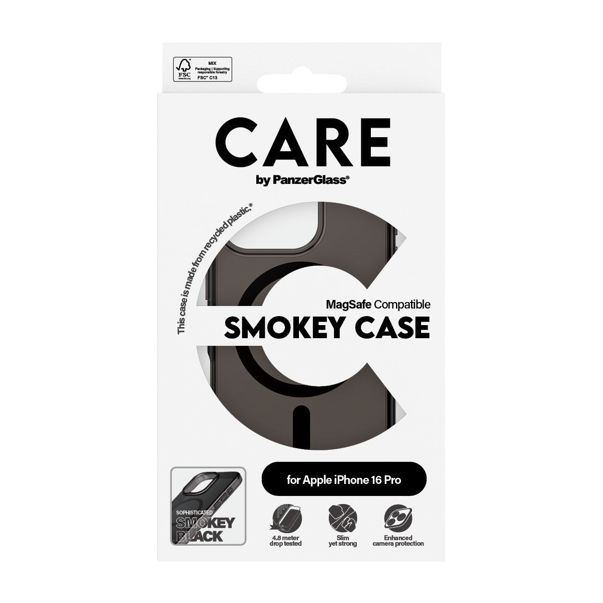 CARE by PanzerGlass® Flagship Case Smokey Urban Combat m. Schwarz MagSafe iPhone 16 Pro