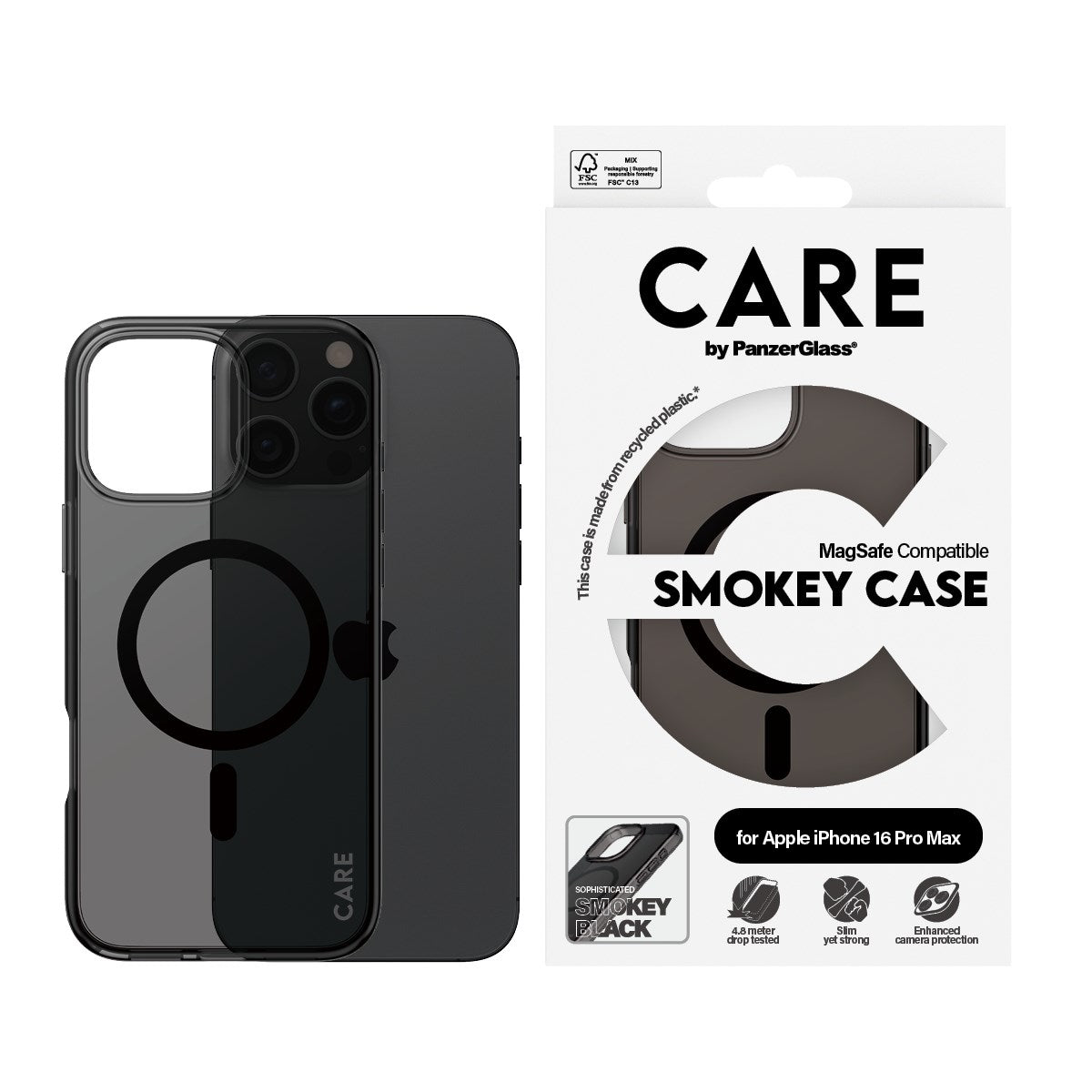 CARE by PanzerGlass® Flagship Case Smokey Urban Combat m. Schwarz MagSafe iPhone 16 Pro Max