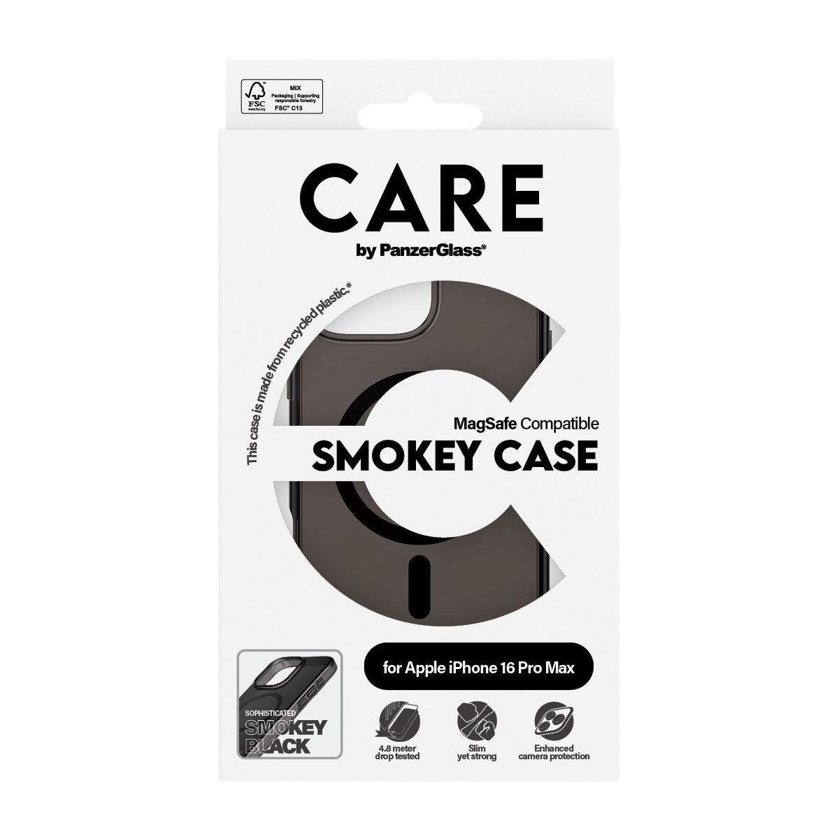 CARE by PanzerGlass® Flagship Case Smokey Urban Combat m. Schwarz MagSafe iPhone 16 Pro Max