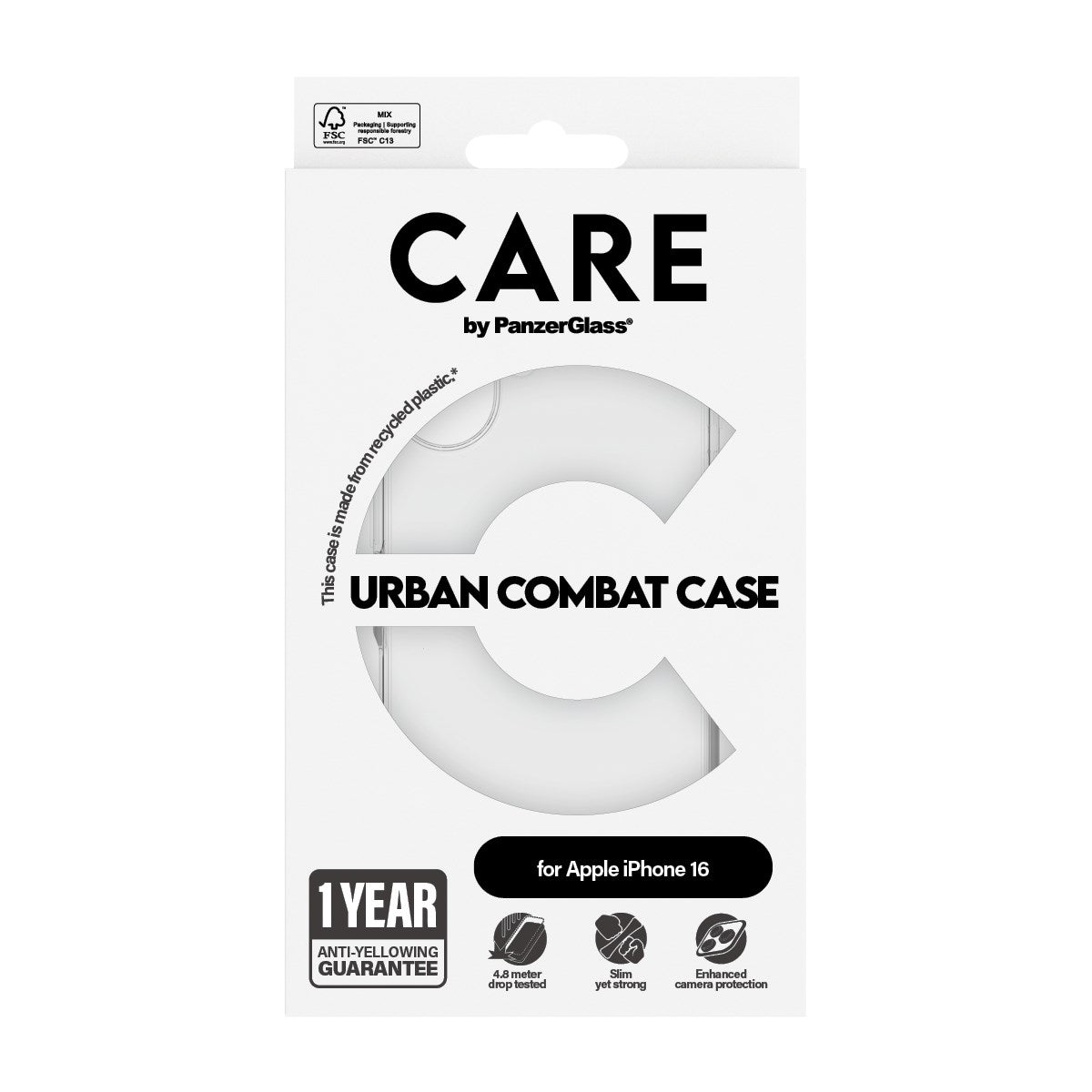 CARE by PanzerGlass® Flagship Case Transparent Urban Combat m. Klarer Rahmen iPhone 16
